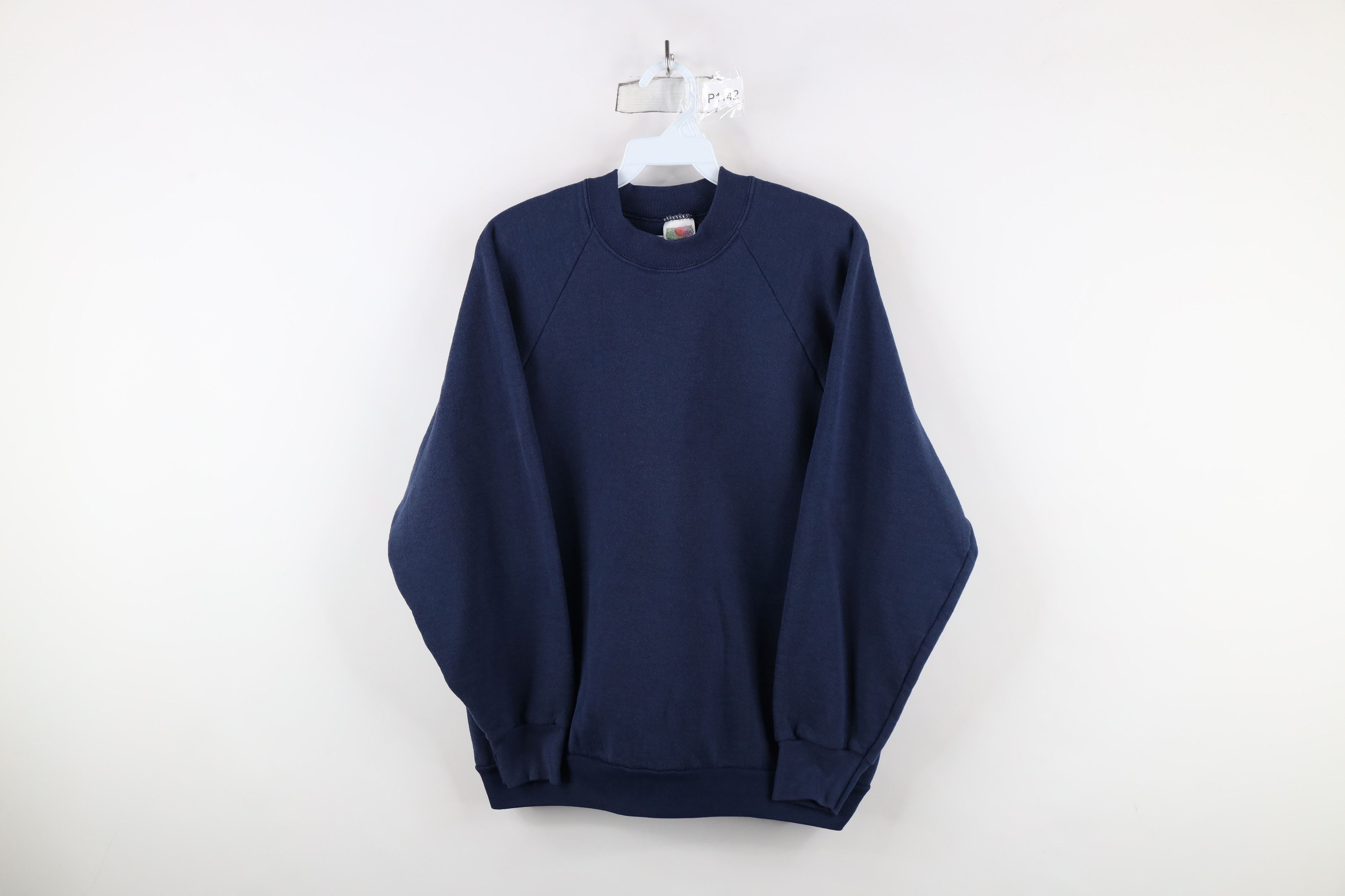 Vintage Vintage 90s Streetwear Blank Crewneck Sweatshirt Navy Blue Size L / US 10 / IT 46 - 1 Thumbnail