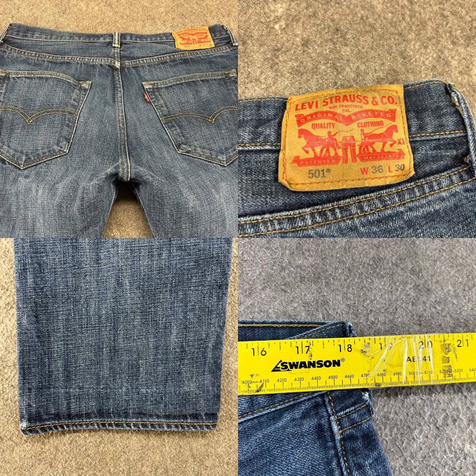 Levi's Levi's 501 Jeans Mens 36x30 Blue Regular Fit Straight Denim Cotton 5-Pocket Jeans Vintage? No. Size US 36 / EU 52 - 8 Thumbnail