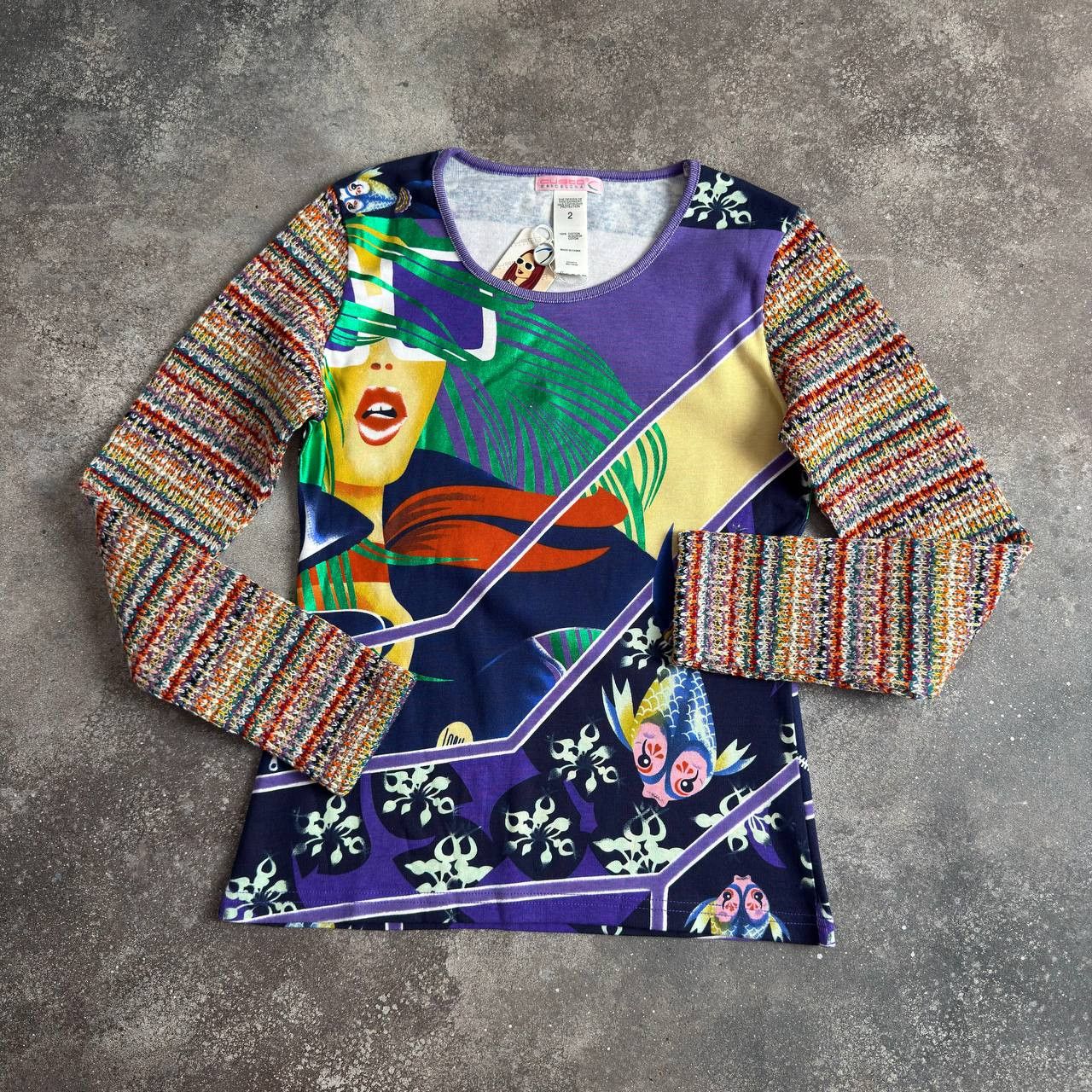 Custo Barcelona Custo Barcelona Y2K Vintage Lady Printed Long Sleeve Top Size M / US 6-8 / IT 42-44 - 3 Thumbnail