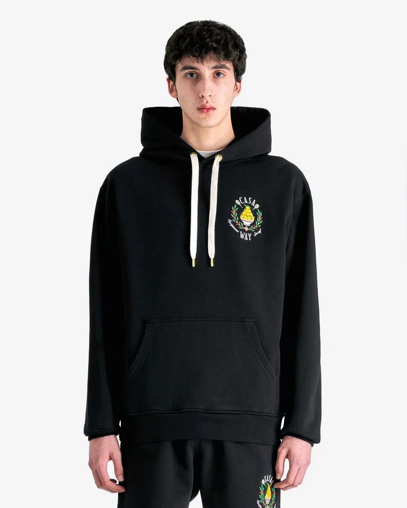 Casablanca os11x0725 Logo-Embroidered Cotton Hoodie in Black Size US XL / EU 56 / 4 - 1 Thumbnail
