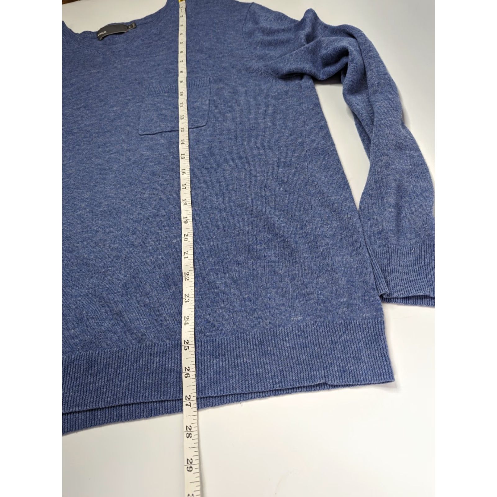 Vince Vince V-Neck Pocket Sweater Size XL Linen Classic Blue Long Sleeve Mens Pullover Knit Shirt Size US XL / EU 56 / 4 - 4 Thumbnail
