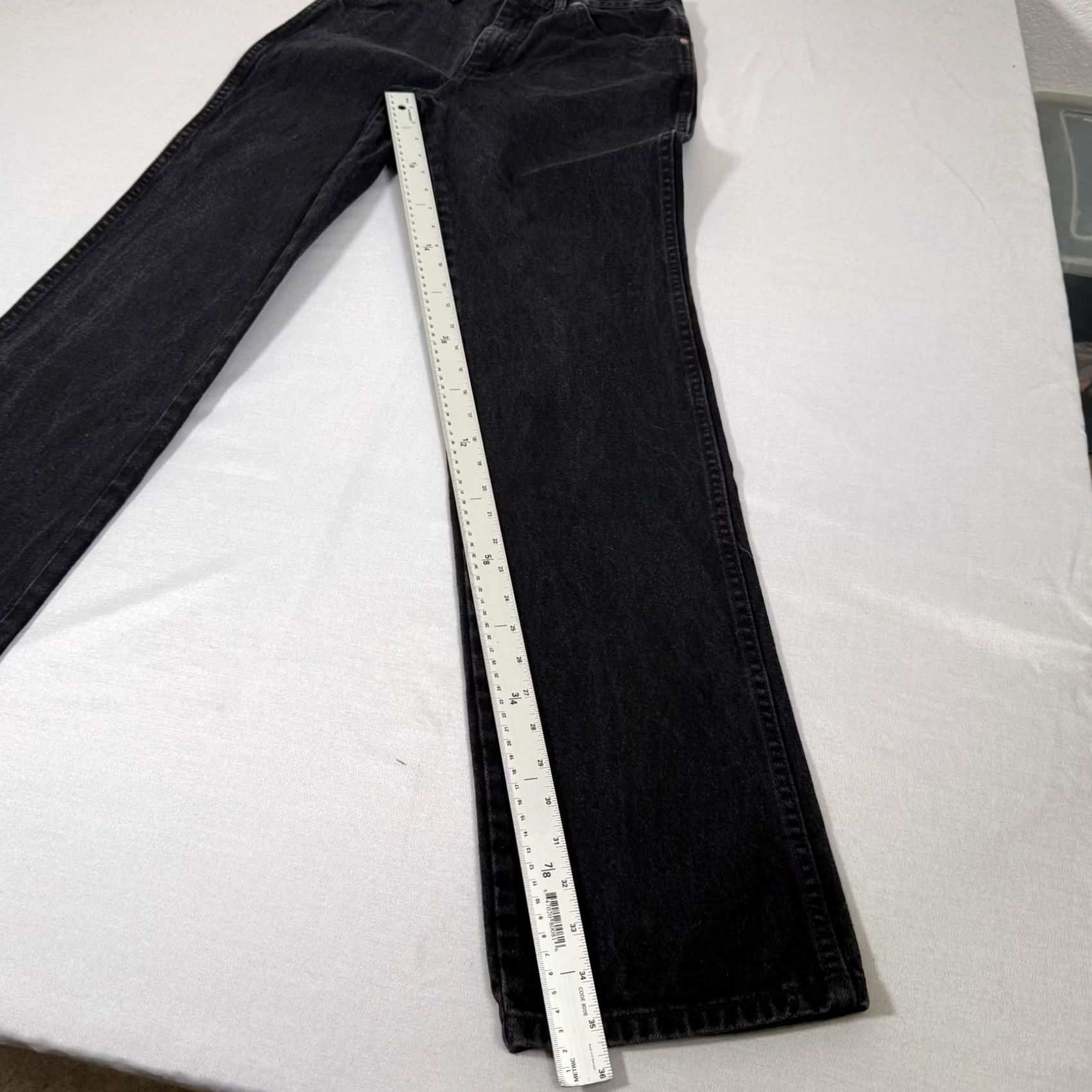 Wrangler Wrangler Jeans Mens 32x36 Black 930WBK Slim Straight Denim Jeans Western Work Cowboy Cut Five-Pocket Denim Pants Black Charcoal Wash Men Size US 32 / EU 48 - 3 Thumbnail