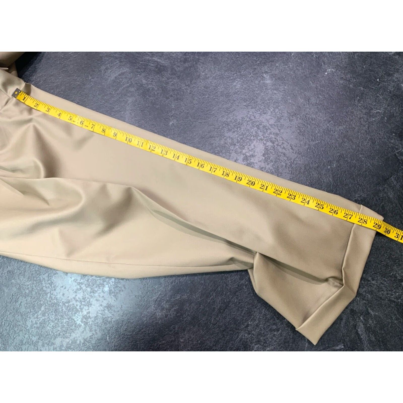 Lands' End Lands' End Men’s 42L Chino Pants Khaki Beige Pleated, Cuffed, Belted, Pockets, Straight Leg, 60% Cotton 40% Polyester, Machine Washable, Big & Tall Size US 42 / EU 58 - 7 Thumbnail