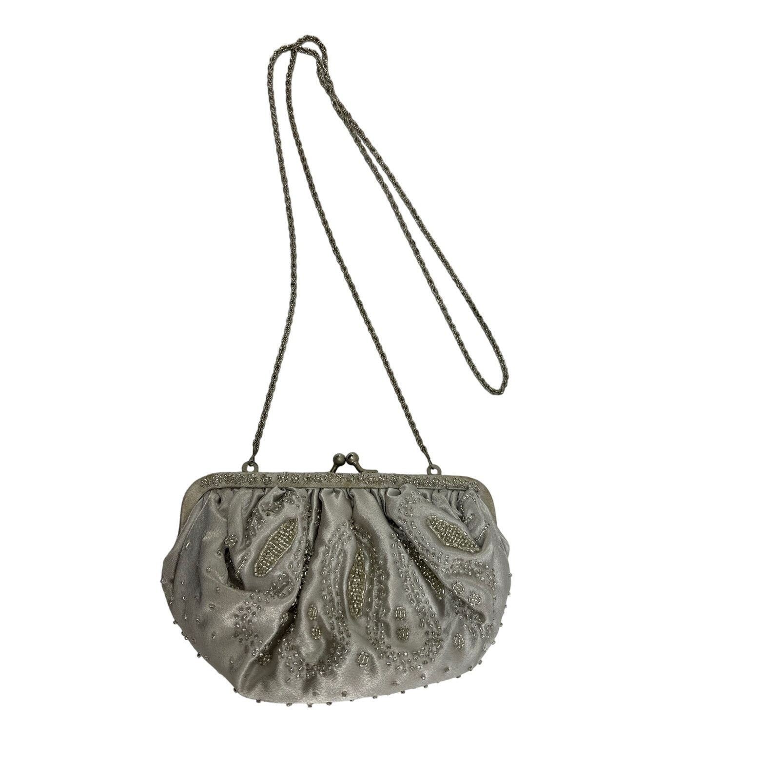 Other La Regale Seed Bead Silver Clutch Purse Bag Small VTG Size ONE SIZE - 1 Thumbnail