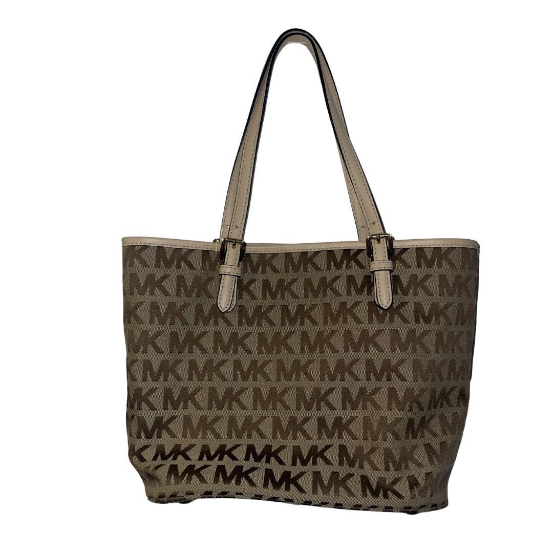 Michael Kors Jet Set Medium Logo Pocket Tote Bag Brown & Tan Handbag Size ONE SIZE - 2 Thumbnail