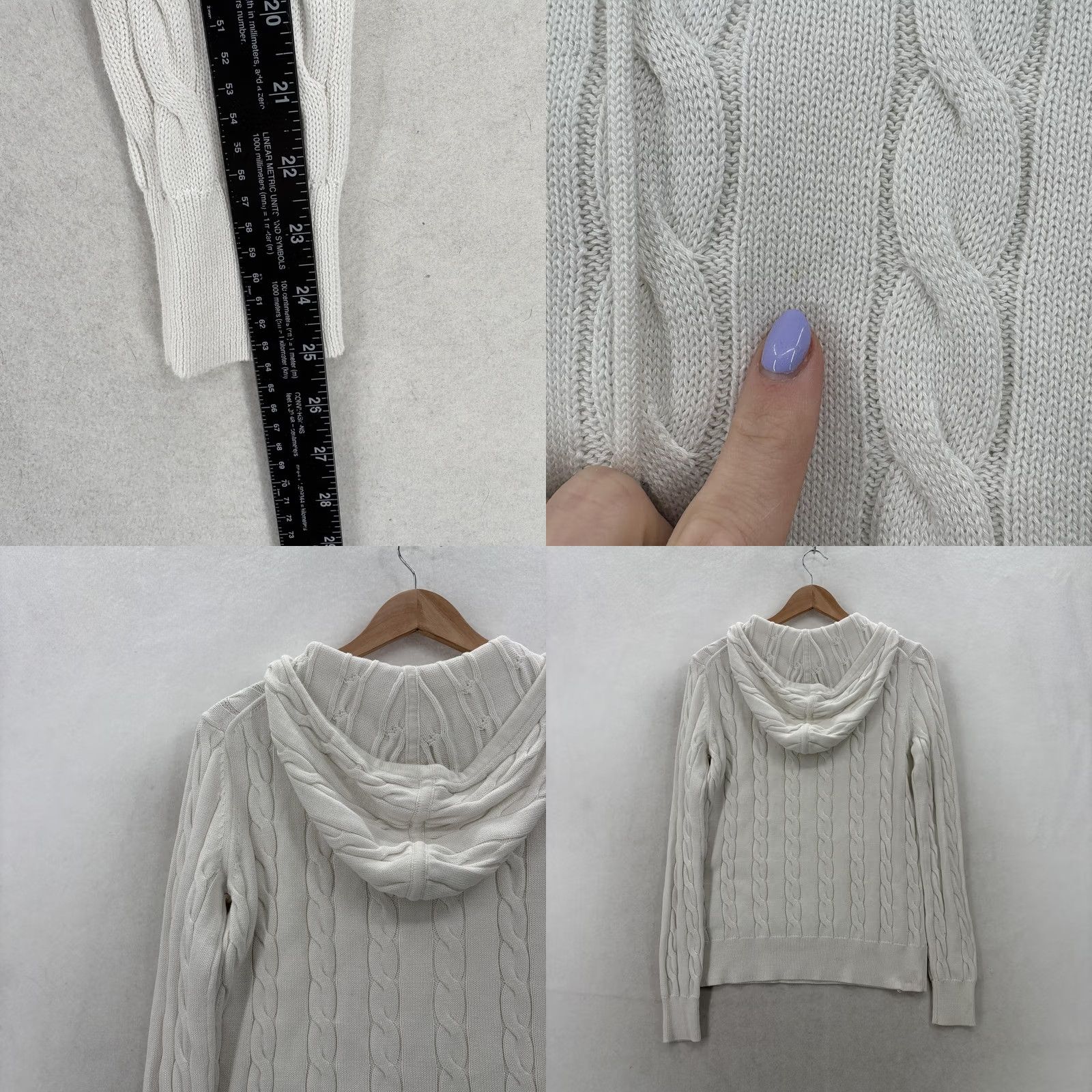 Brooks Brothers Brooks Brothers White Cotton Cable Knit Hooded Pullover Sweater Womens Small Size S / US 4 / IT 40 - 8 Thumbnail