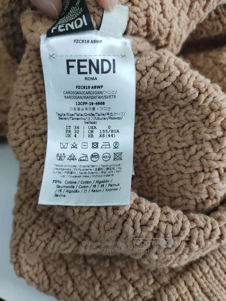 Fendi Fendi V-neck color block single-breasted knit cardigan Size 4XL / US 24-26 - 4 Thumbnail