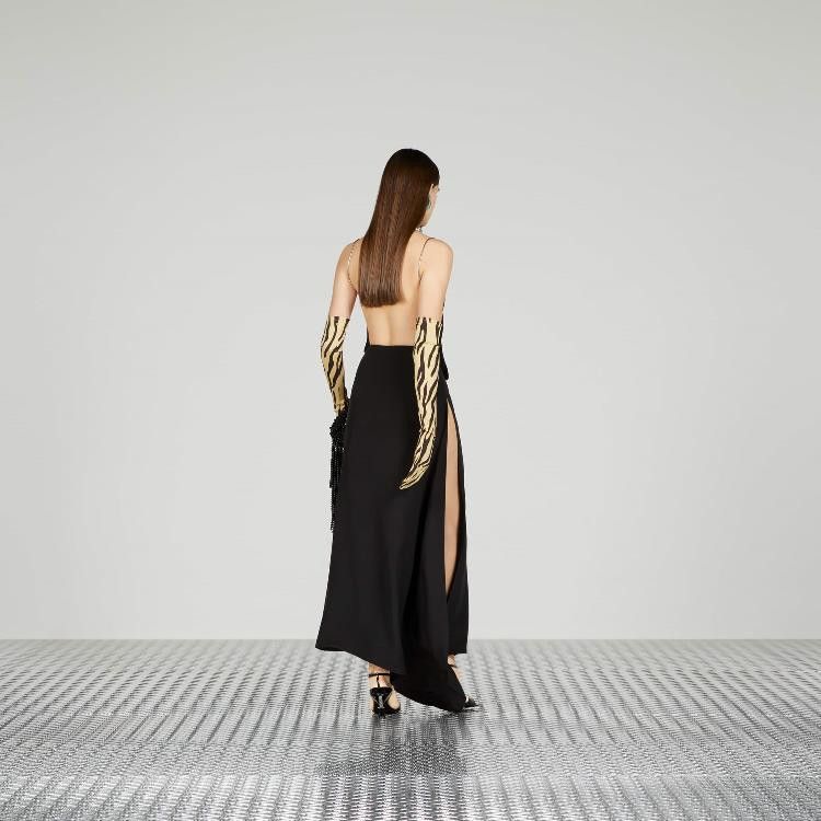 Gucci o1la5ras0526 Silk Maxi Dress in Black Size M / US 6-8 / IT 42-44 - 3 Thumbnail