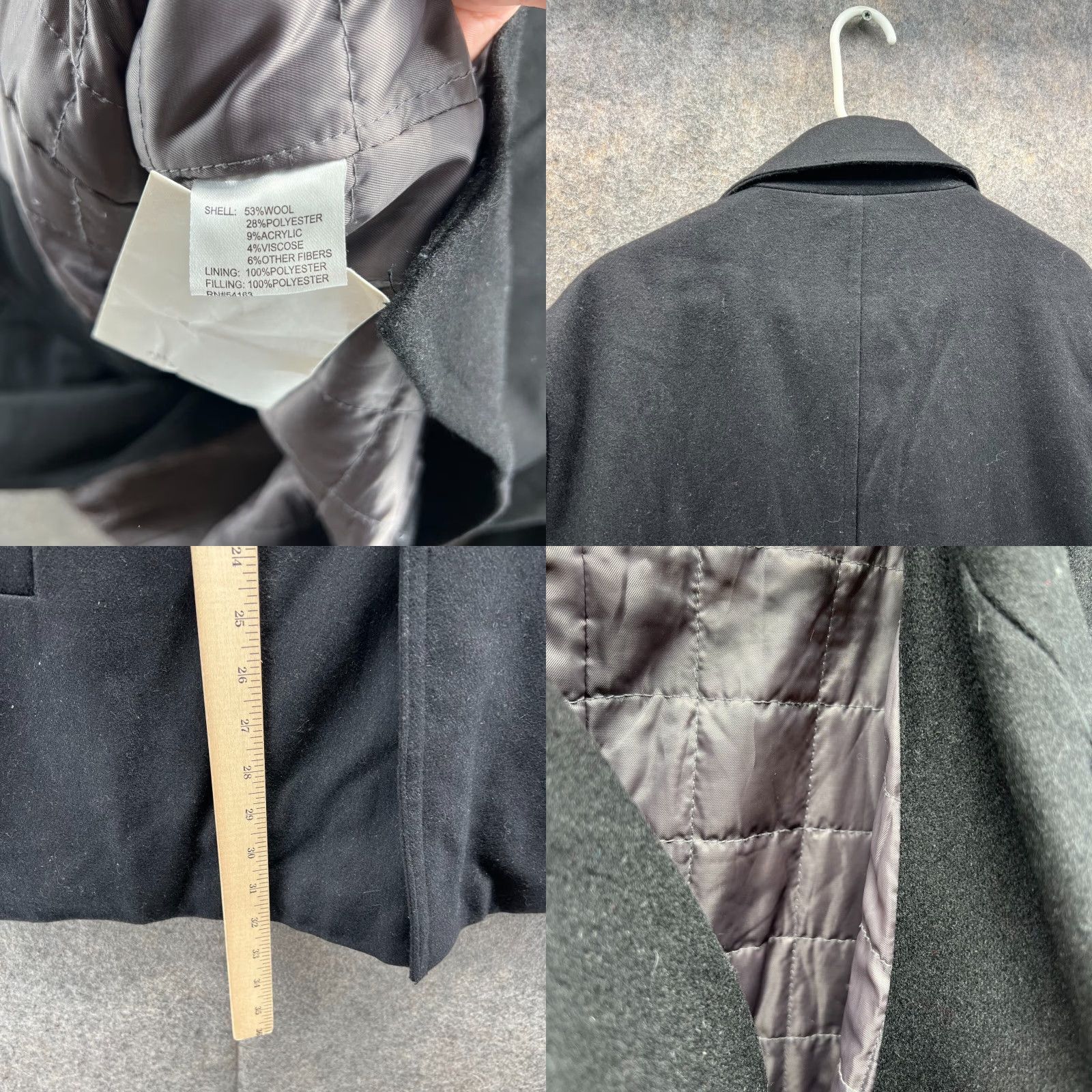 Calvin Klein VINTAGE Calvin Klein Pea Coat Jacket Men Large Black Wool Polyester Lined Long Coat Heavy Winter Casual Business 50 Chest Regular Size L Black Mens Size US L / EU 52-54 / 3 - 8 Thumbnail