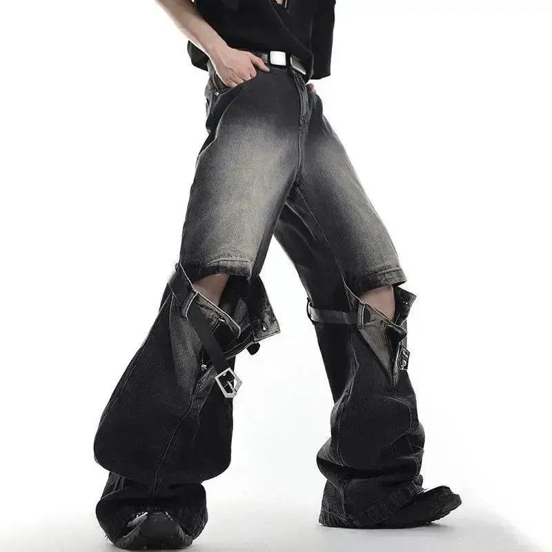 Japanese Brand Bell-bottomed jeans wide legs straight with a joint punk Size US 32 / EU 48 - 3 Thumbnail