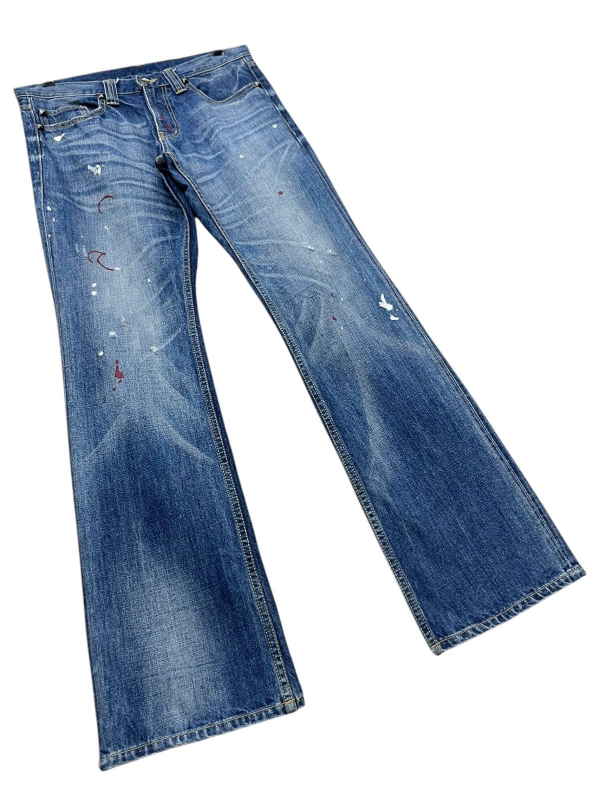 semanticdesign 🔥SEMANTIC DESIGN Paint Splatter Grunge Studded Flare Denim Size US 31 - 9 Thumbnail