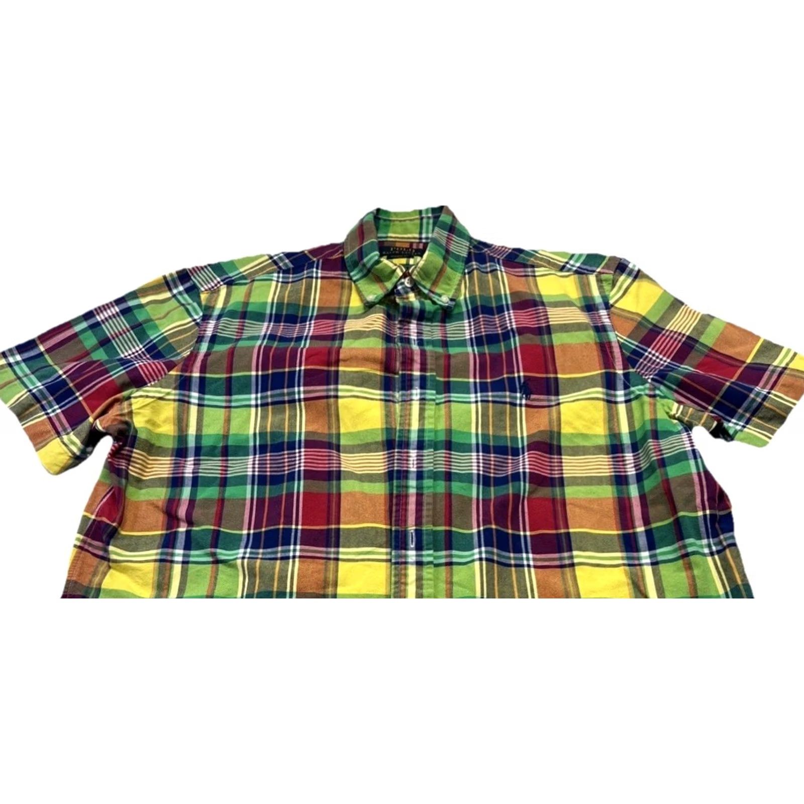 Polo Ralph Lauren Polo Ralph Lauren Shirt Mens L Multicolor Plaid Button-Down Short Sleeve Classic Fit Madras Size US L / EU 52-54 / 3 - 3 Thumbnail