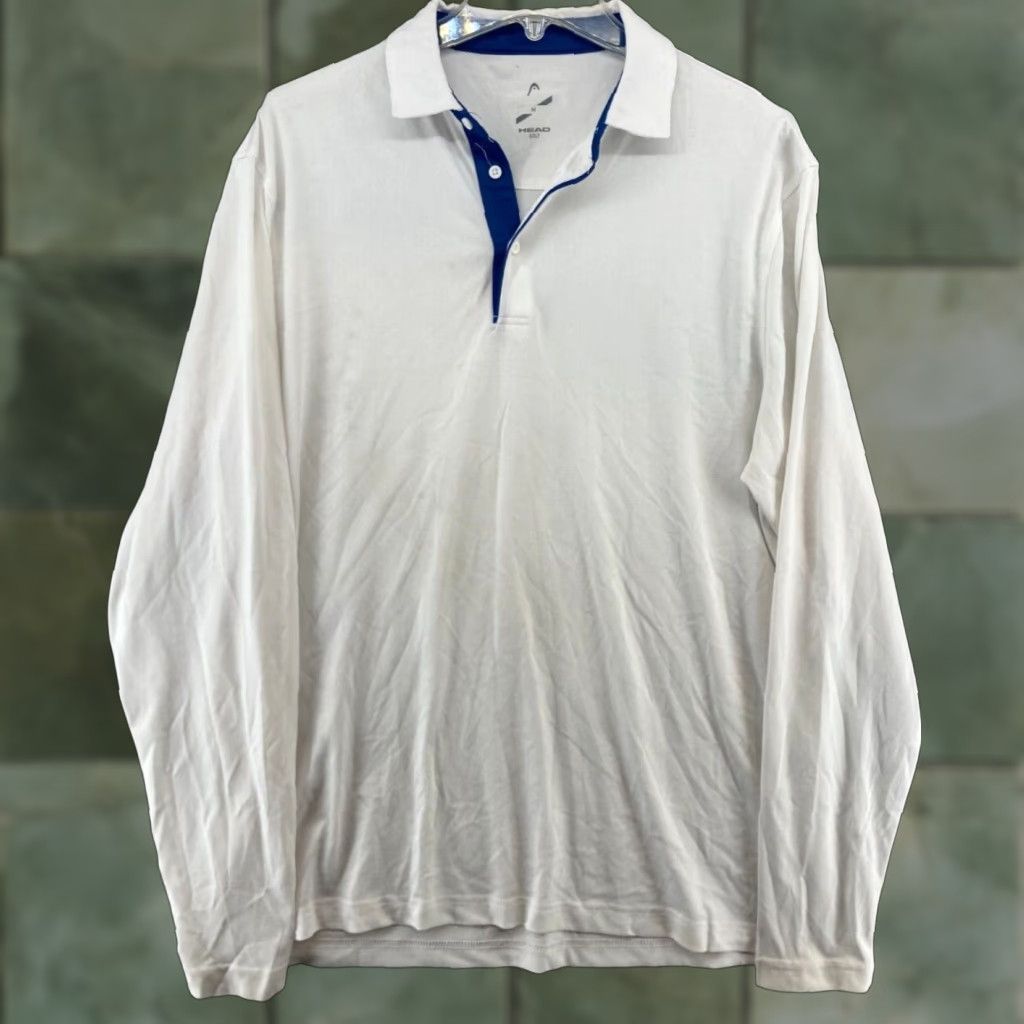 Vintage HEAD Polo Shirt Mens Long Sleeve Medium White Golf Shirt Size US M / EU 48-50 / 2 - 1 Thumbnail