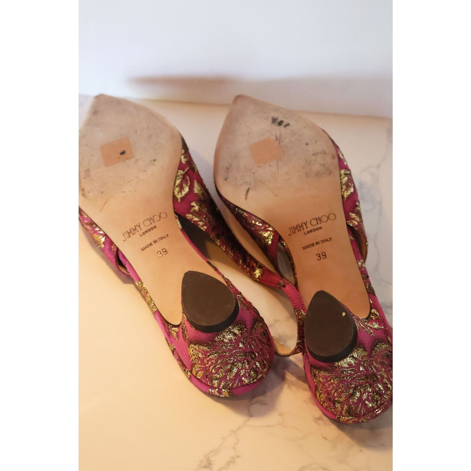 Jimmy Choo Vintage Jimmy Choo Gemma Metallic Brocade Slingbacks Size US 9 / IT 39 - 7 Thumbnail