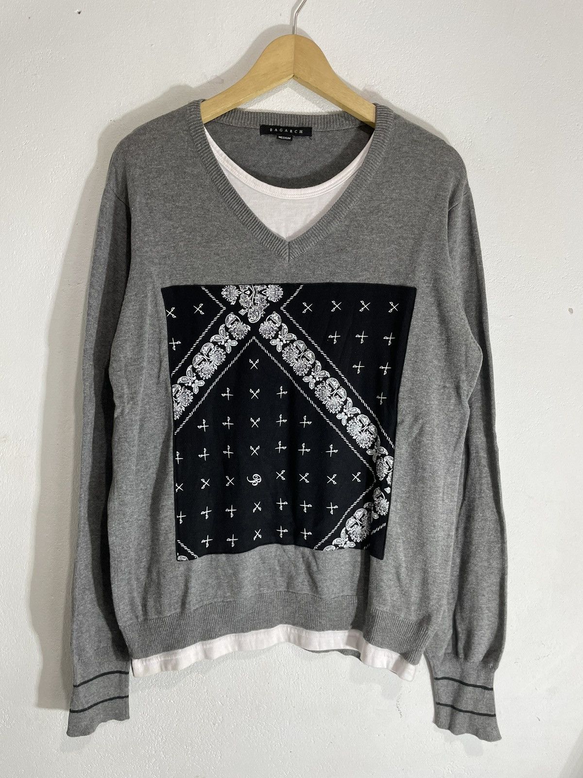 If Six Was Nine Japanese Brand Double layer Knitt longsleeve paisley pattern Size US M / EU 48-50 / 2 - 1 Thumbnail