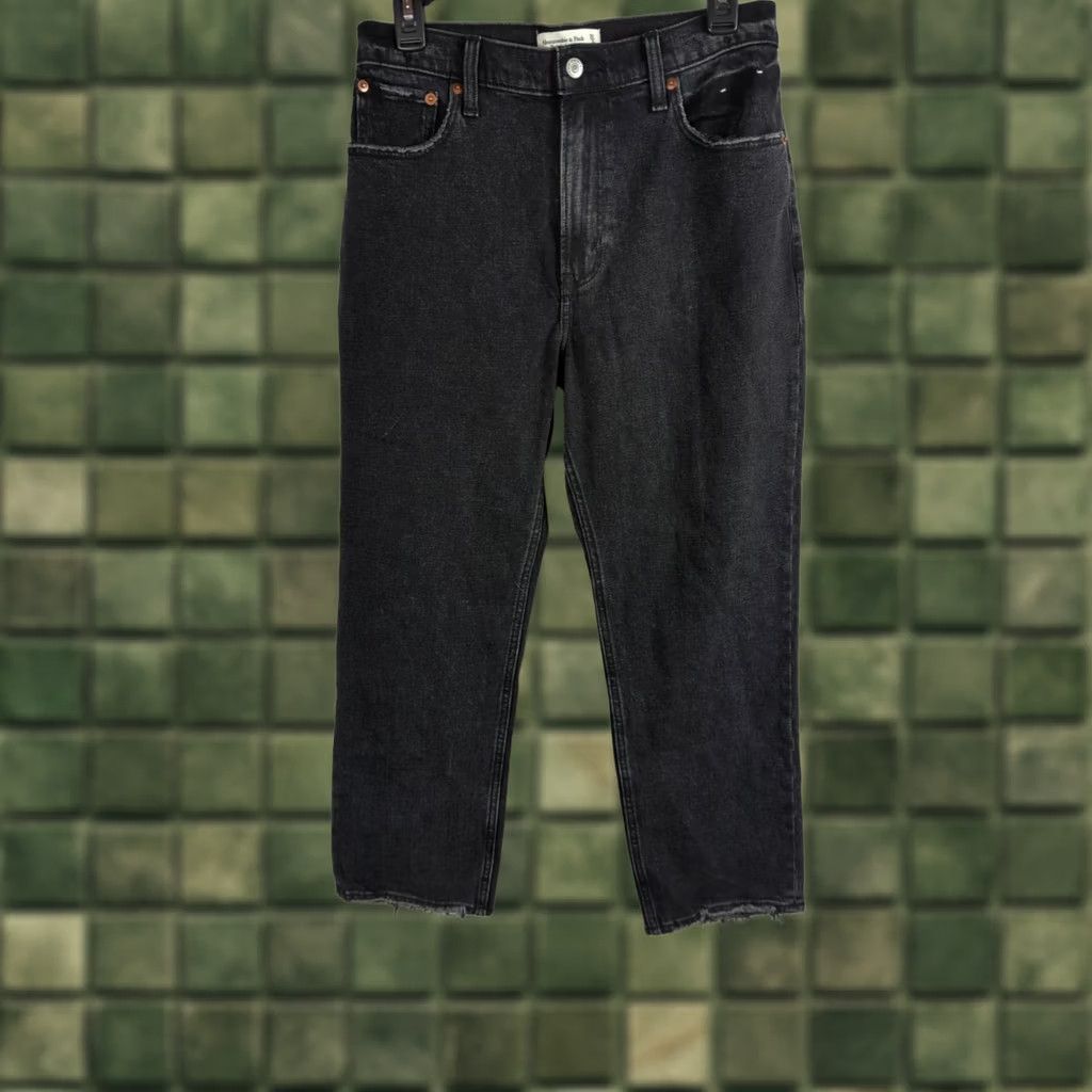 Abercrombie & Fitch VINTAGE Abercrombie & Fitch Jeans The Ankle Straight Ultra High Rise 28 Short Black 5-Pocket Womens Petite Distressed Stretch Regular Fit XS? Size 28" / US 6 / IT 42 - 1 Thumbnail