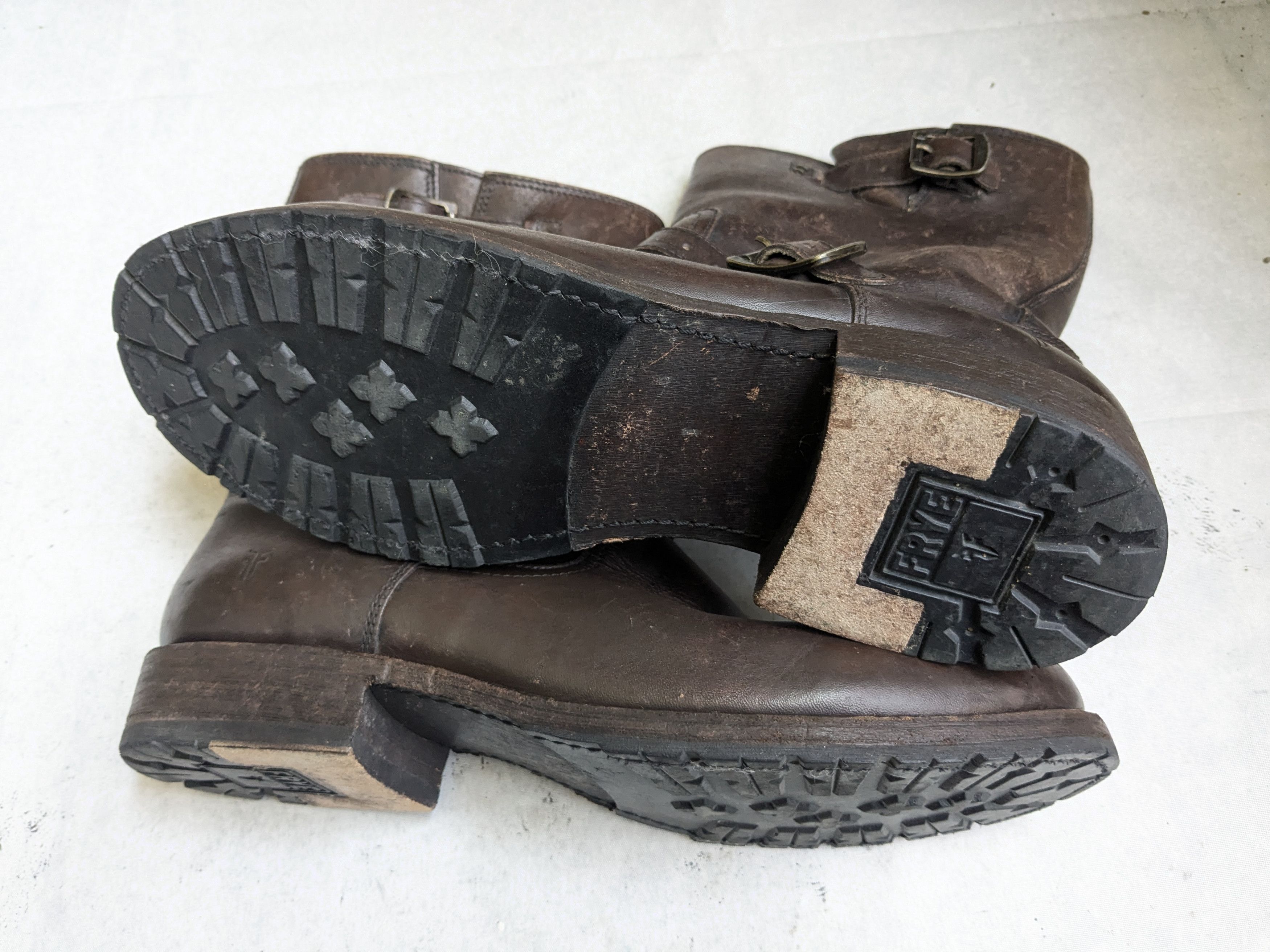 Frye Frye Engineer Boots Brown 11.5 M Leather Buckle Strap Size US 11.5 / EU 44-45 - 14 Thumbnail