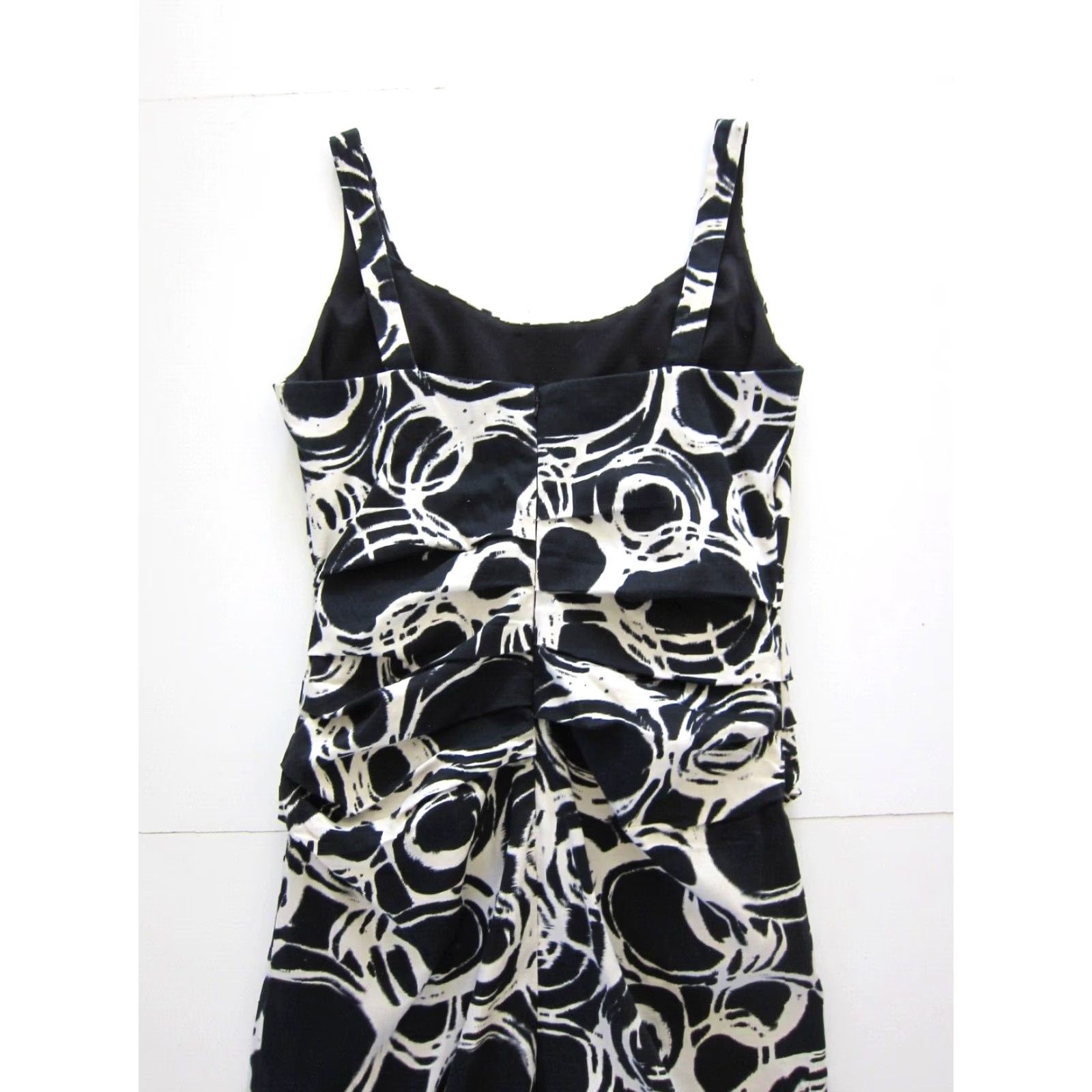 Vintage VINTAGE Suzi Chin Maggy Boutique Black White Cotton Stretch Ruched Sheath Tank Dress 10 Size L / US 10 / IT 46 - 5 Thumbnail