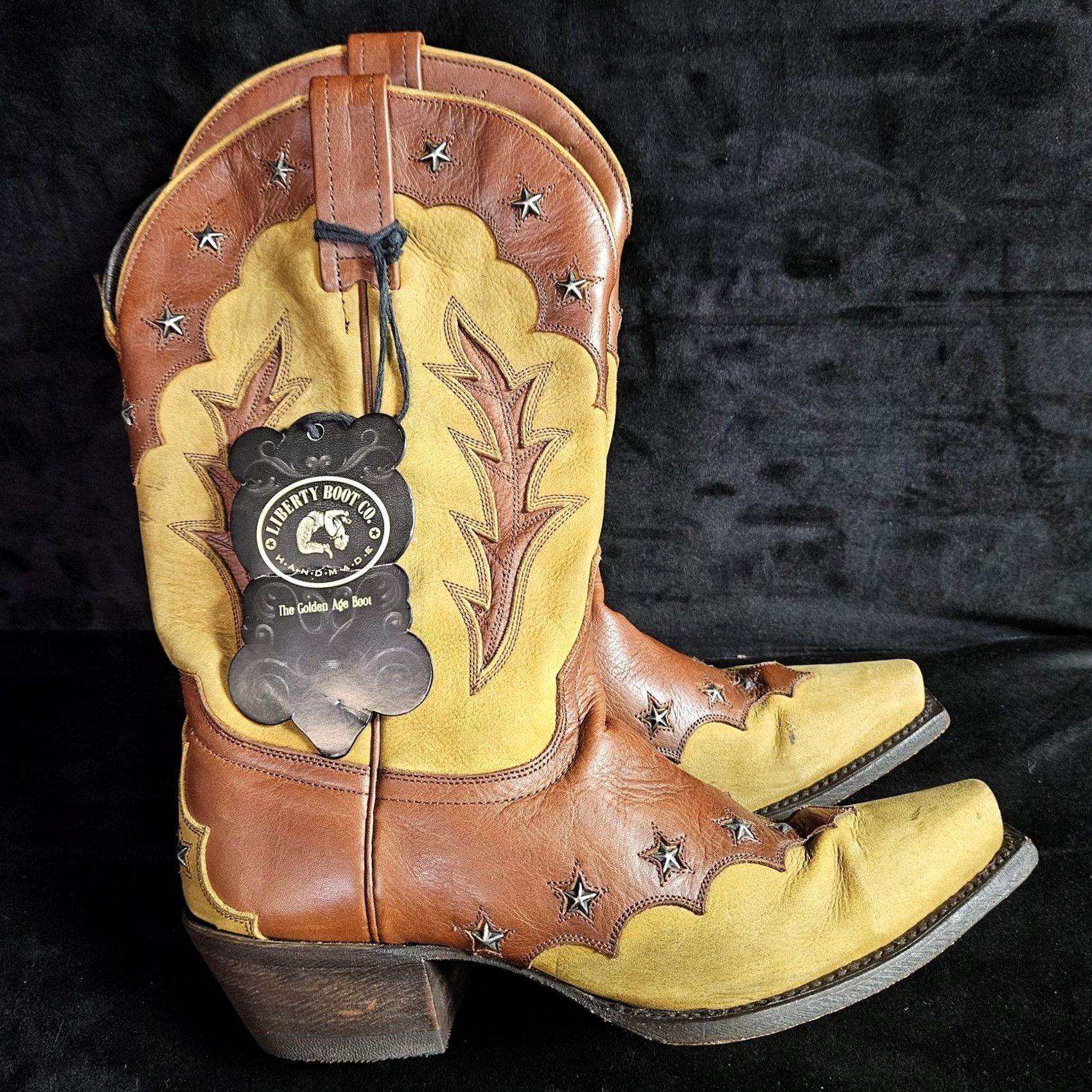 CO Liberty Boot Co Boots Womens Paola Size Brown Star Stud Western FA009B Size US 6 / IT 36 - 2 Thumbnail