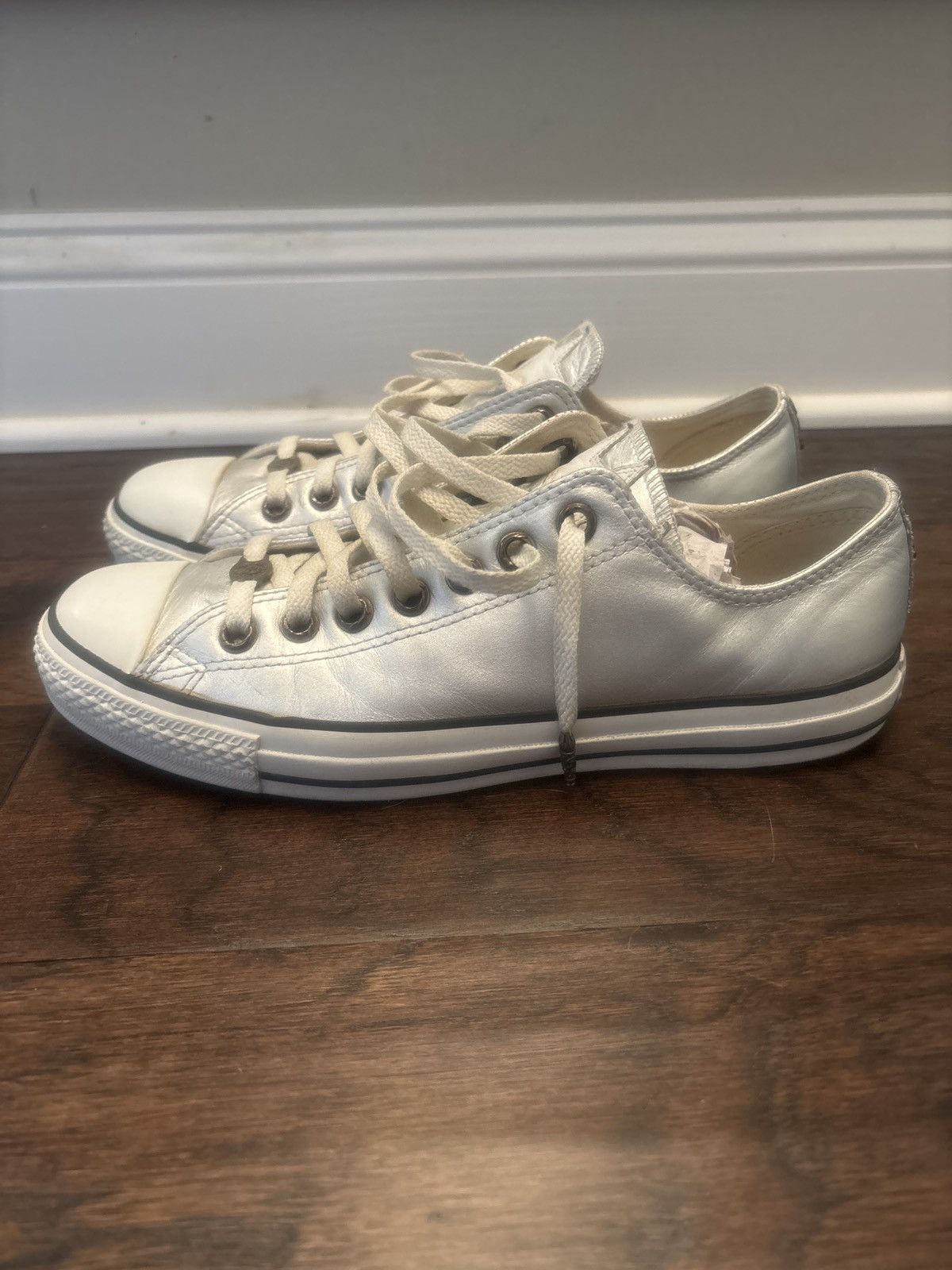 Chrome Hearts Chrome Hearts Converse Low Top Metallic Silver Sneakers Size US 10 / EU 43 - 6 Thumbnail
