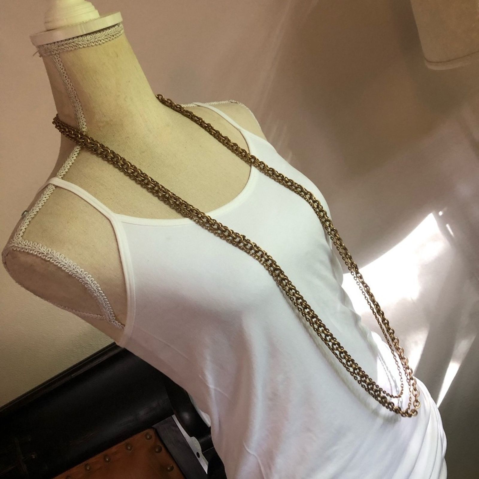 Vintage Vintage 70s gold plated triple strand chain necklace Size ONE SIZE - 2 Thumbnail
