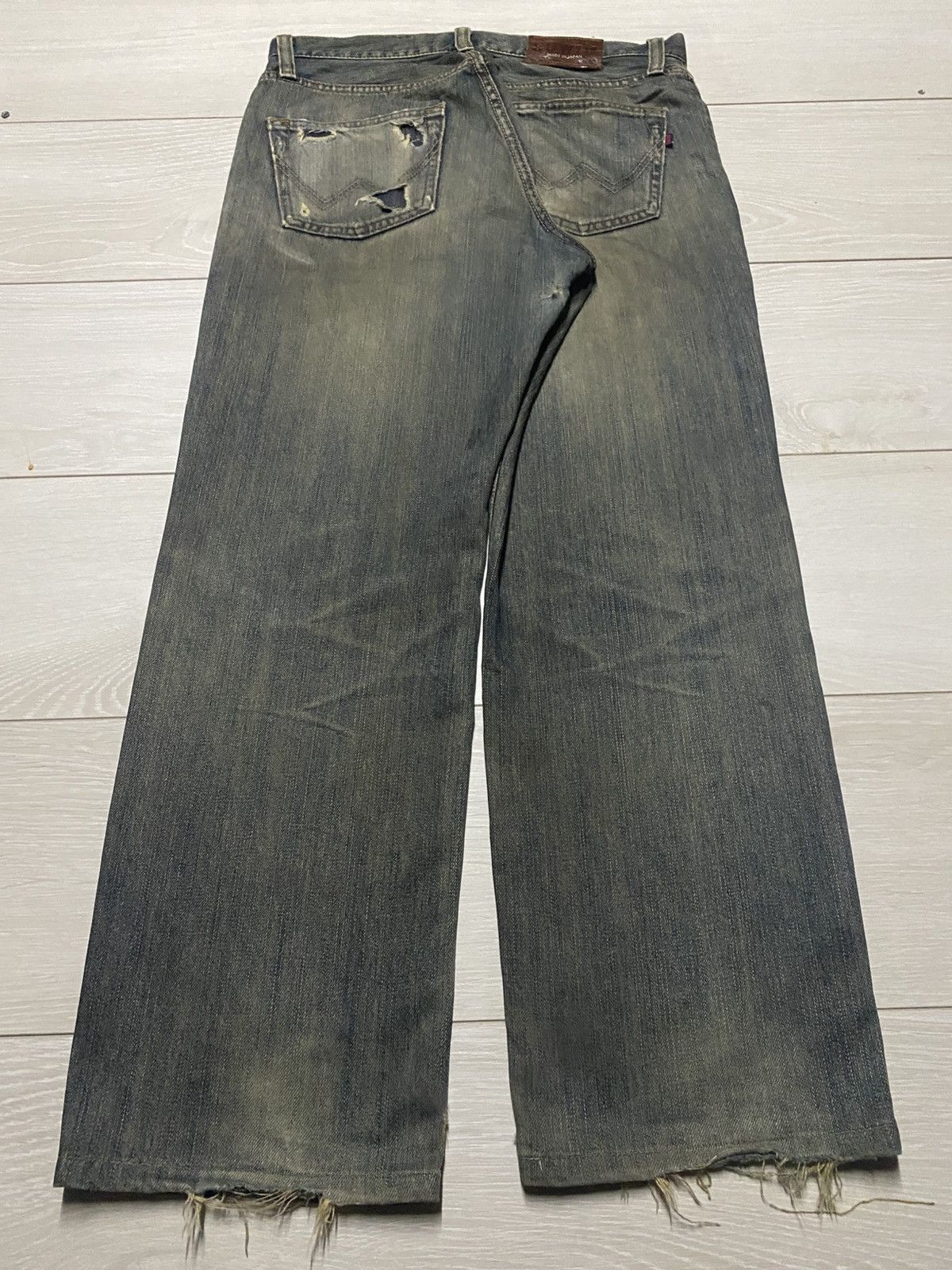 Junya Watanabe Vintage Edwin 404 Mud Wash Distressed Loose Jeans Size US 31 - 2 Thumbnail