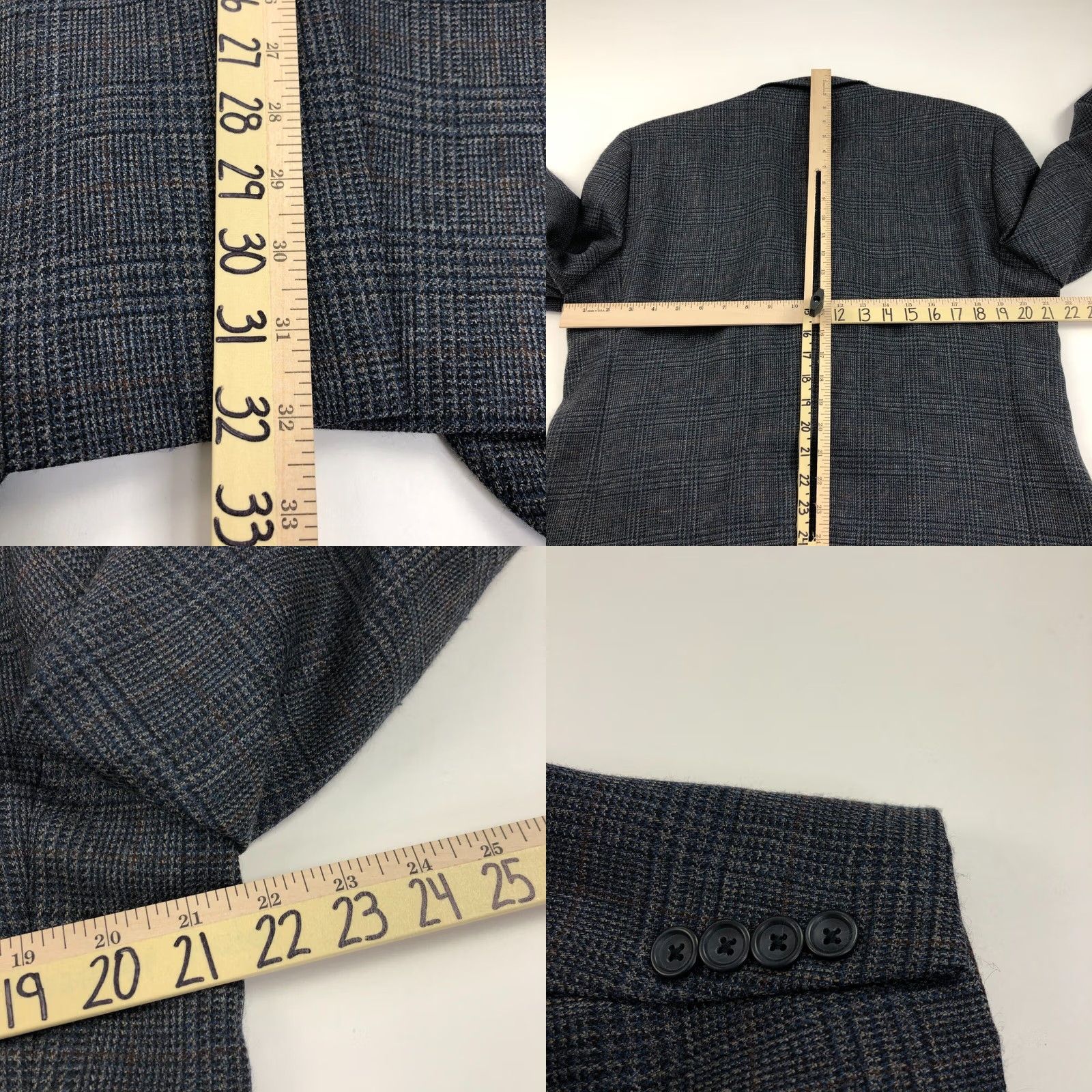 Joseph Joseph & Feiss Gold Houndstooth 42 Long 100% Lambs Wool Sport Coat Jacket Gray Size US XS / EU 42 / 0 - 10 Thumbnail