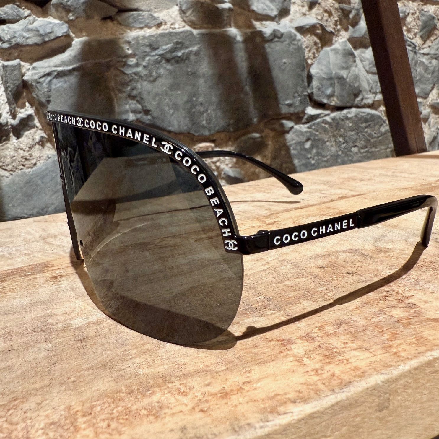 Chanel Chanel 2023 Coco Beach Black Shield Logo Sunglasses Size ONE SIZE - 4 Thumbnail