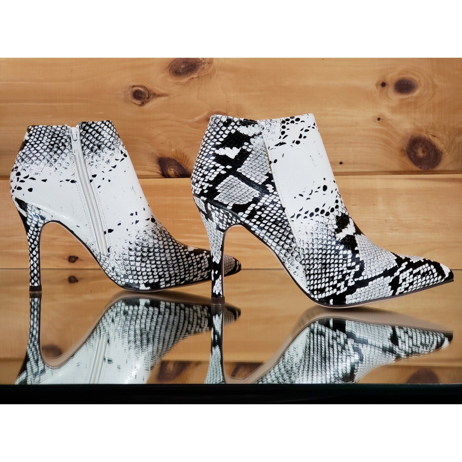 Other C & C Brenda White Snake 3.5" High Heel Ankle Boots (US Shoe Size US 10 / IT 40 - 5 Thumbnail