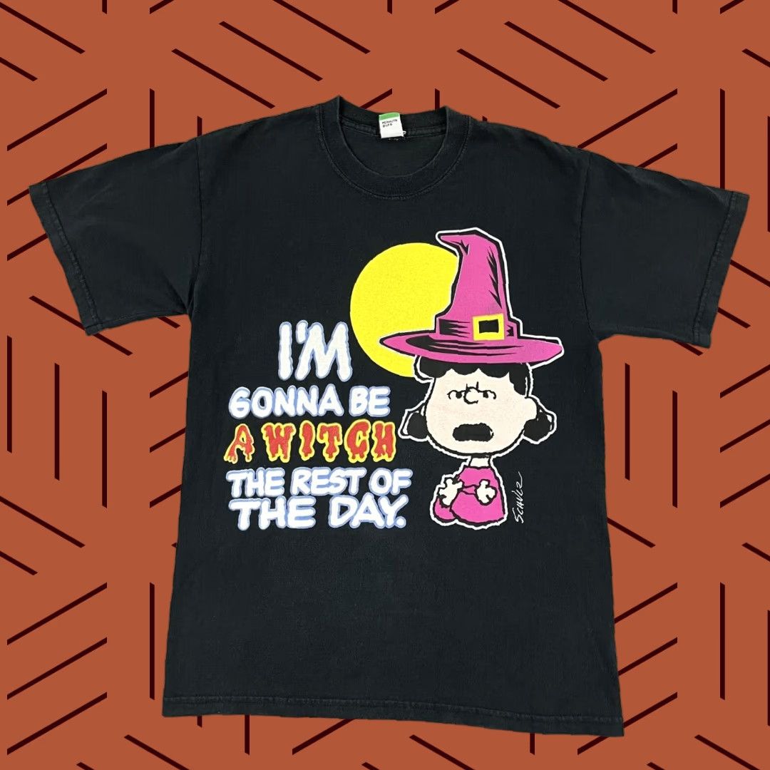 Peanuts VINTAGE Peanuts CHARLIE BROWN Shirt Unisex Adults M Black 90s Lucy Witch Graphic Tee Graphic Print 90s Size US M / EU 48-50 / 2 - 1 Thumbnail