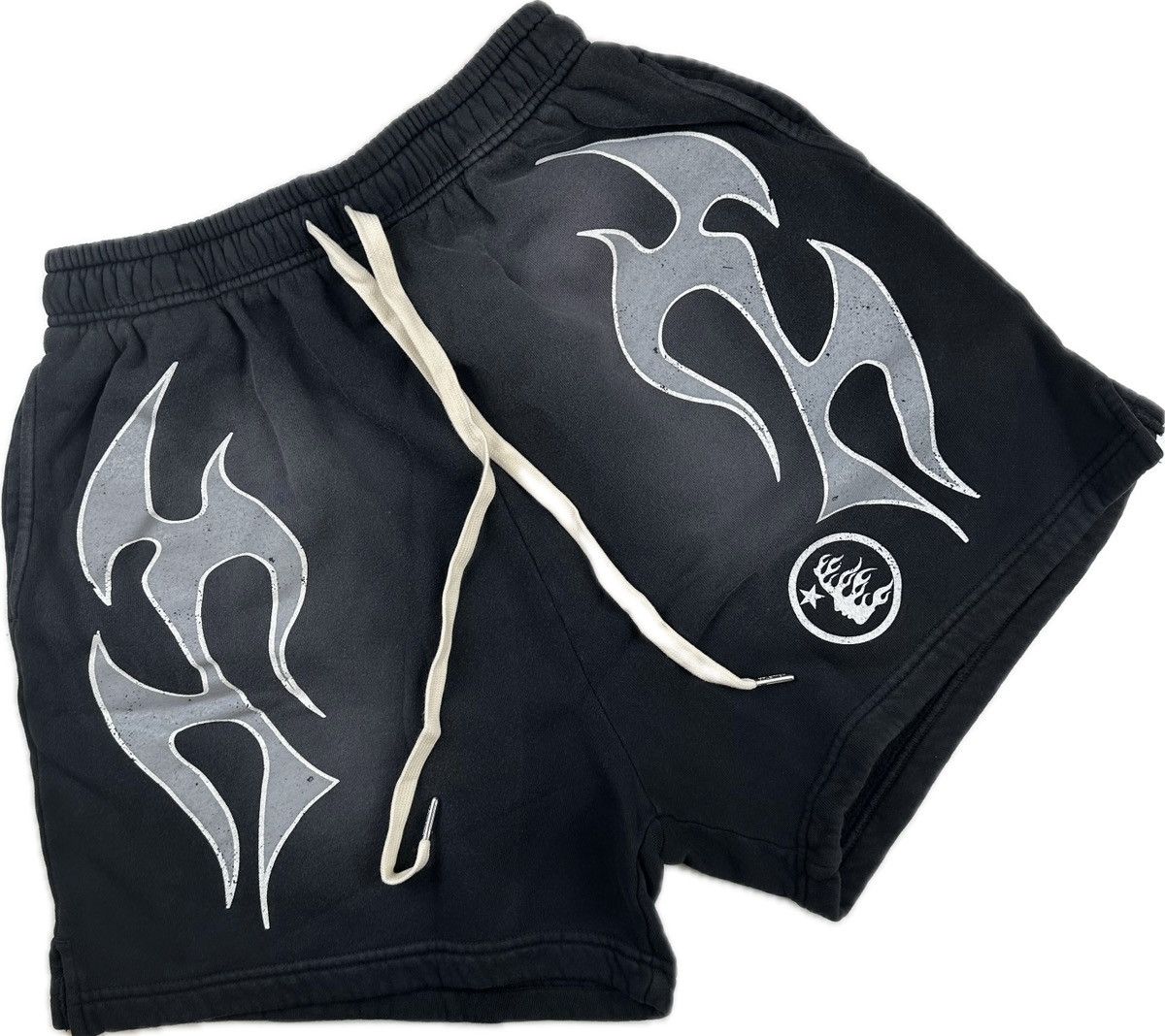 image of Hellstar Flame Shorts in Black, Men's (Size 30)