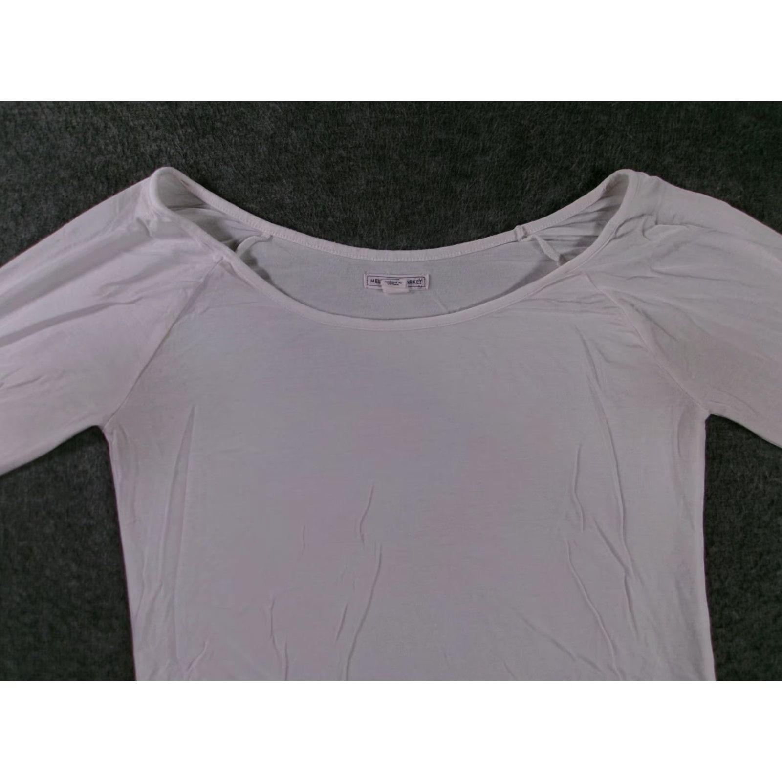 Market Melrose and Market Shirt Women Small White Basic Slim Boat Neck Modal Blend Top - 90s? Size S / US 4 / IT 40 - 2 Thumbnail
