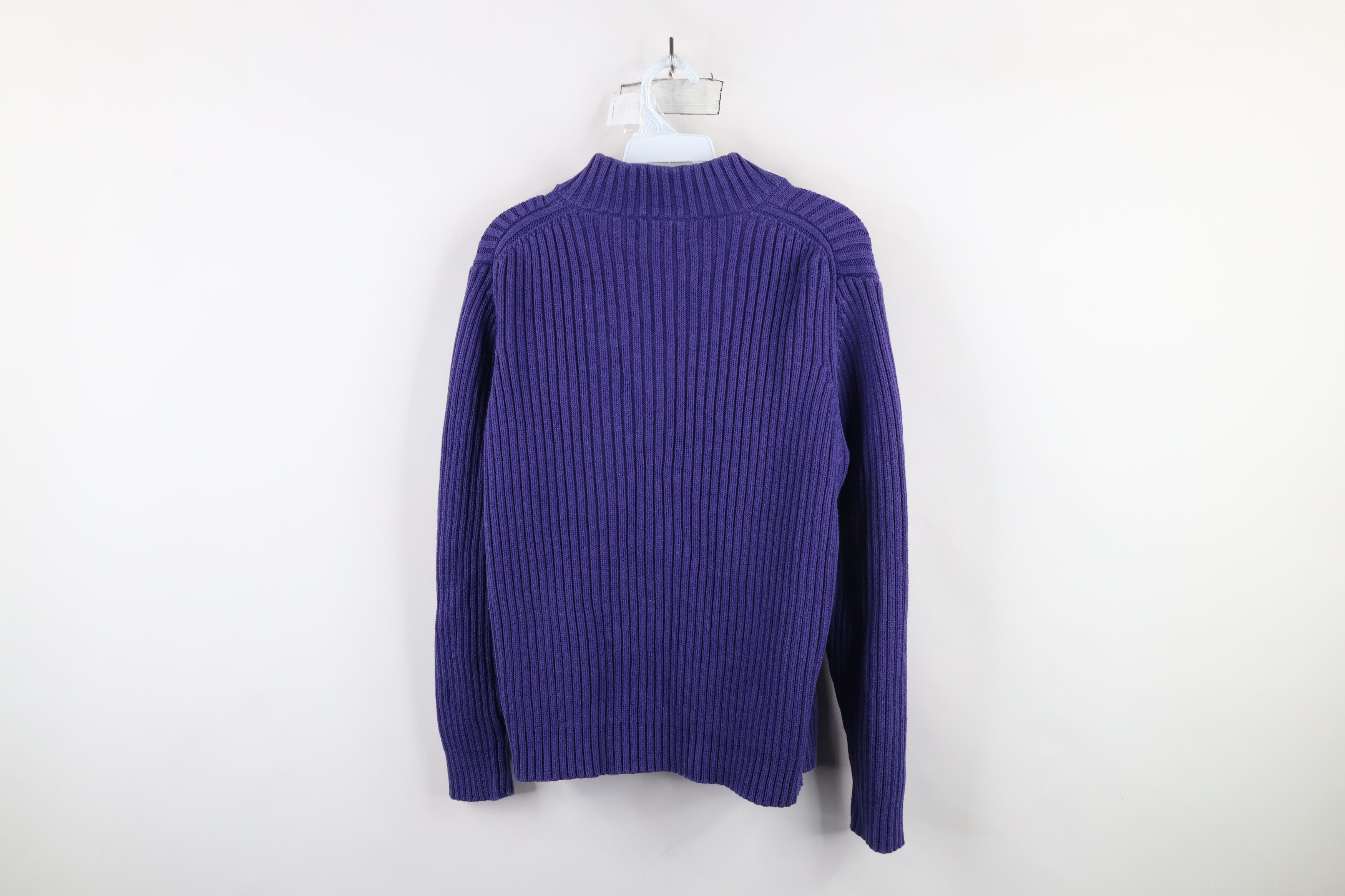 Lands' End × Vintage Vintage 90s Lands End Ribbed Cable Knit Sweater Japan Purple Size L / US 10 / IT 46 - 9 Thumbnail