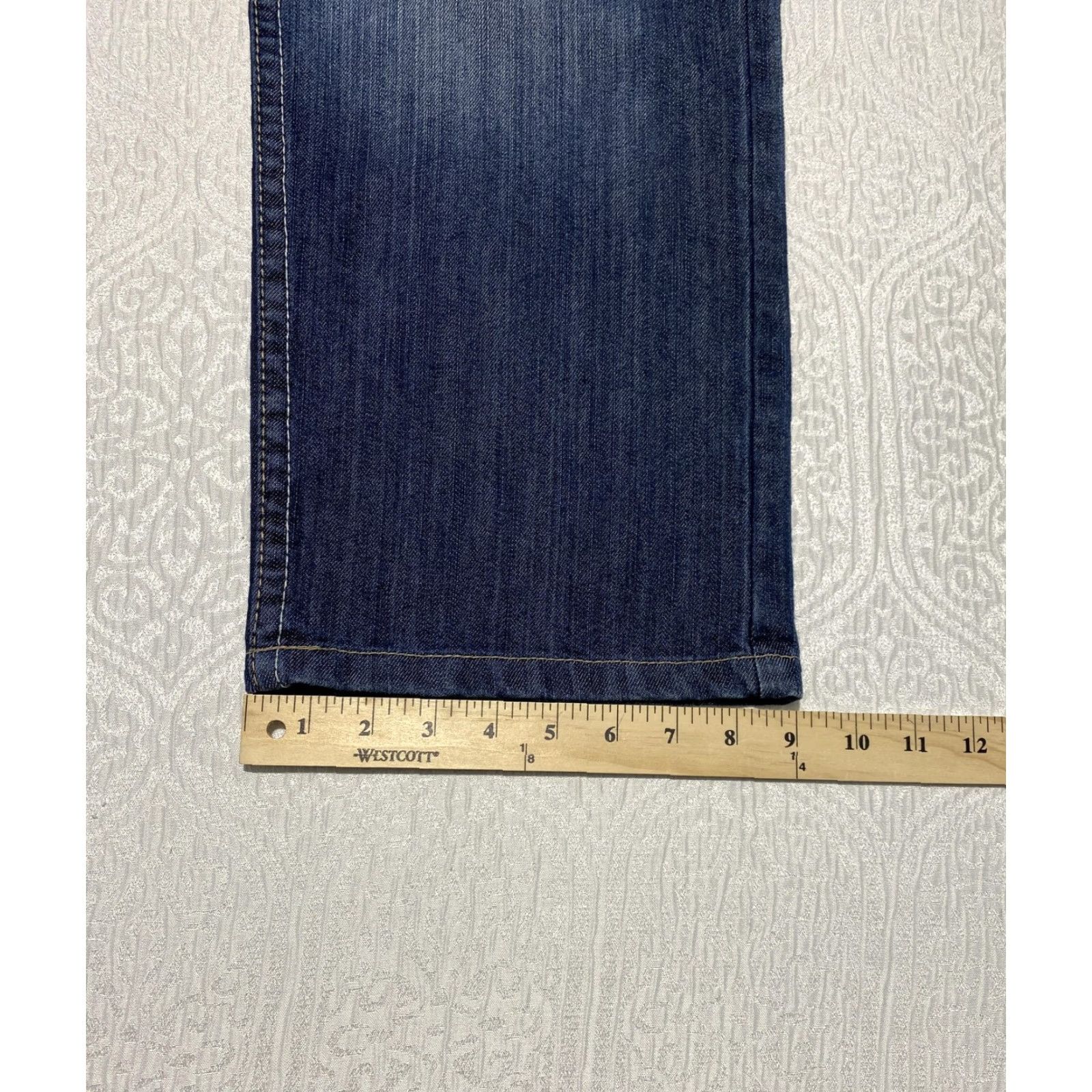 Denime MCMXCI Jeans Mens 38x32 Blue Medium Wash Straight Leg Denim 5-Pocket Logo Zip Fly Butt Patch Size US 38 / EU 54 - 7 Thumbnail