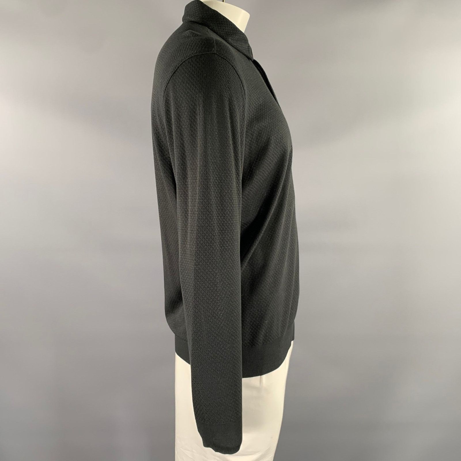 John Varvatos JOHN VARVATOS L Black Lyocel Cotton Long Sleeve Polo Size US L / EU 52-54 / 3 - 2 Thumbnail