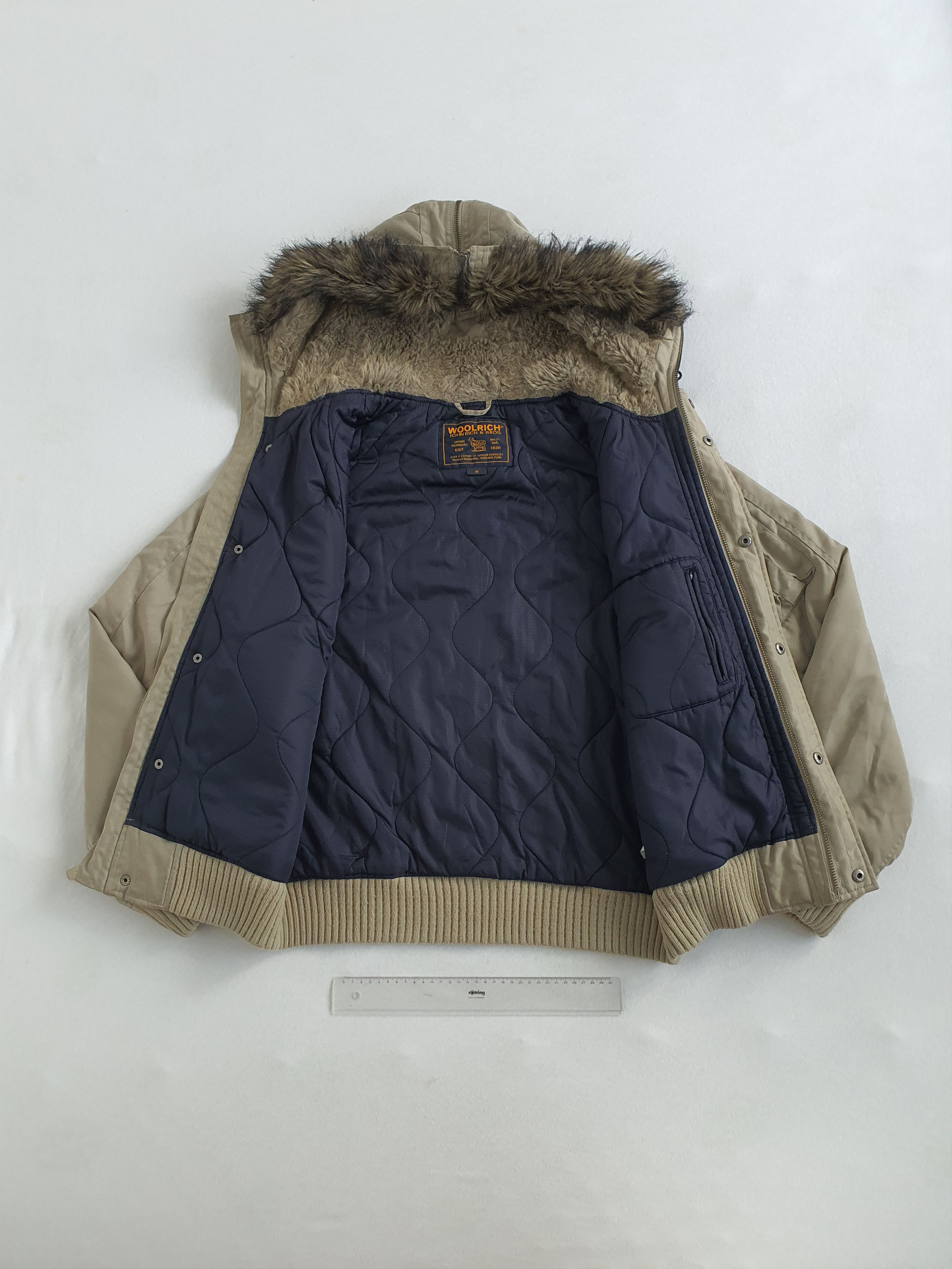 Woolrich Woolen Mills N2B Thermolite Hooded Bomber Jacket w Faux Fur Trim Size M / US 6-8 / IT 42-44 - 4 Thumbnail