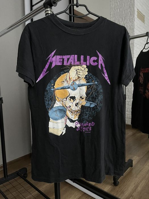 Vintage 1988 Metallica Damaged Justice Hammer Vintage Band T-Shirt