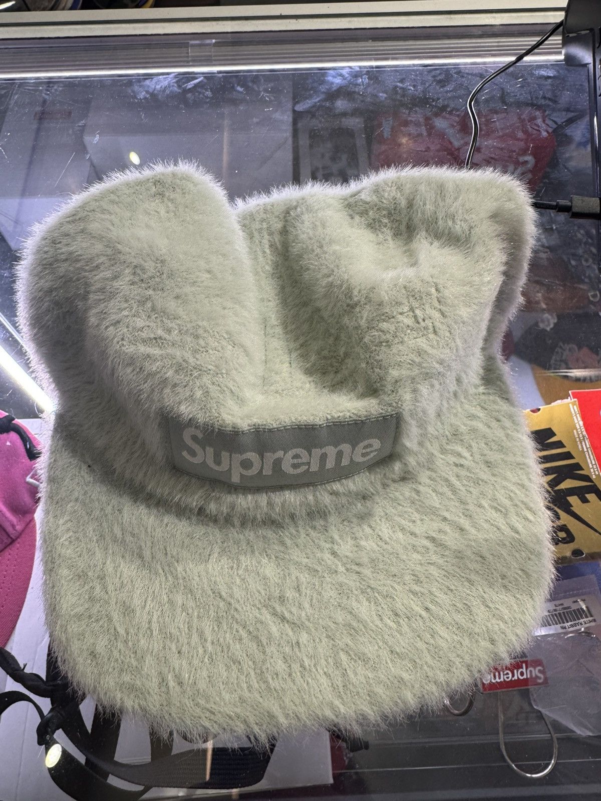 SUPREME Faux Fur Camp Cap Light Blue Hat Adjustable Strap