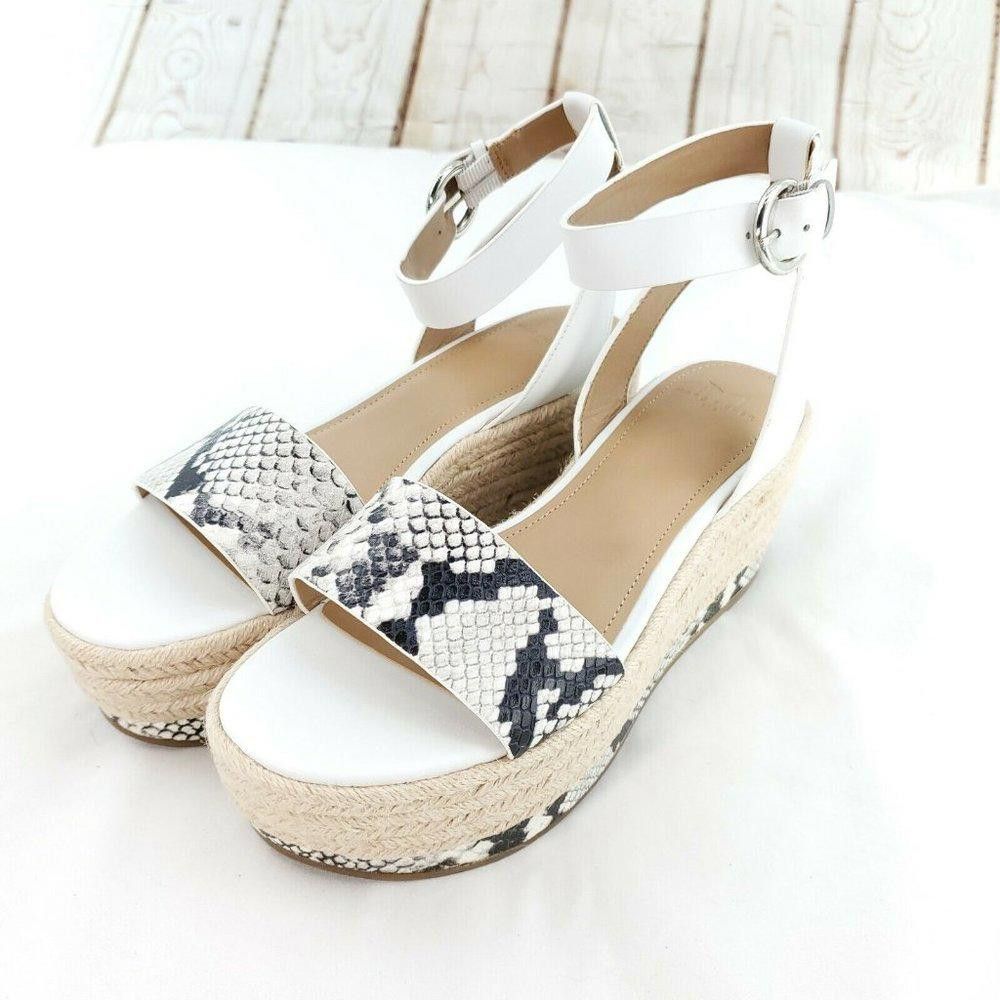 Designer Marc Fisher Womens Gigli Black White Snake Sandal Size 9.5 M Size US 9.5 / IT 39.5 - 4 Thumbnail