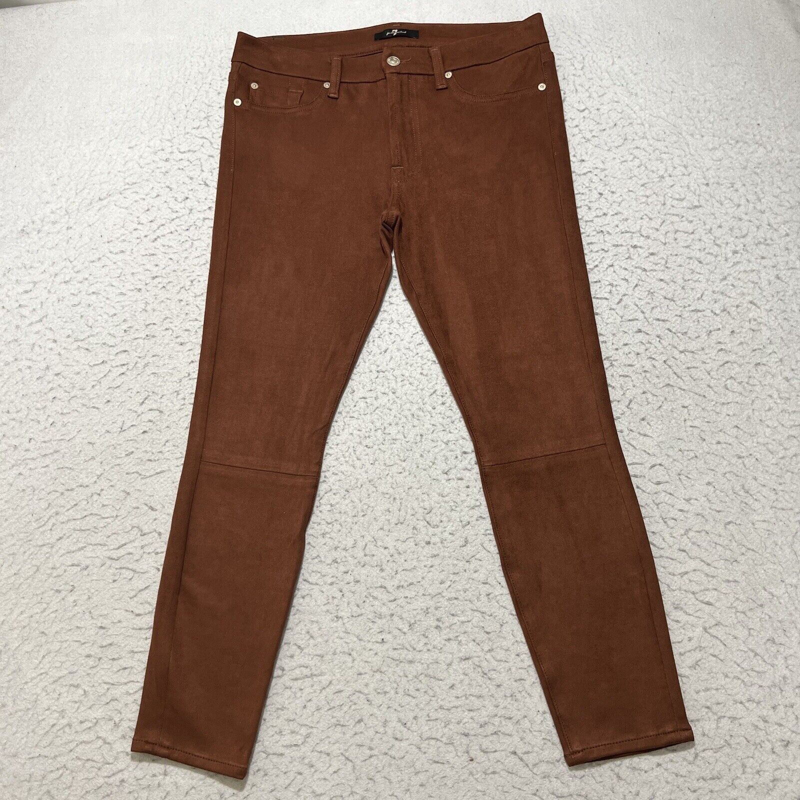 7 For All Mankind 7 For All Mankind Suede Ankle Mid Rise Skinny Stretch Pants Size 31" - 1 Thumbnail