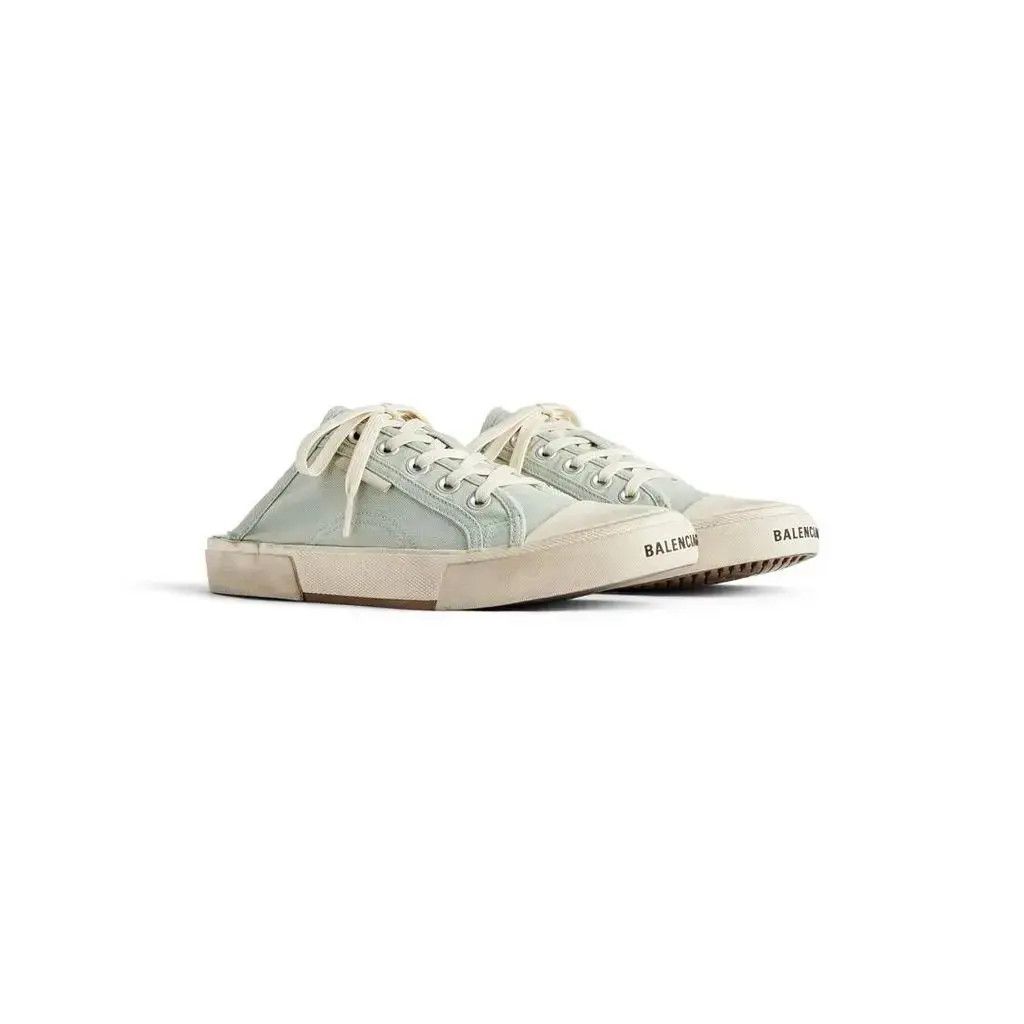 Balenciaga o1s1rm0725 Paris Mules in Light Blue/Beige Size US 11 / IT 41 - 2 Thumbnail