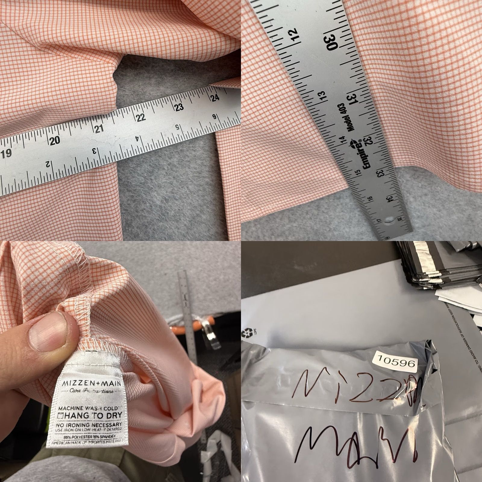 Mizzen+Main VINTAGE Mizzen+Main Leeward Shirt Mens LT Pink Gingham Button-Down Collared Slim Fit Long Sleeve Casual Workwear Size US L / EU 52-54 / 3 - 8 Thumbnail