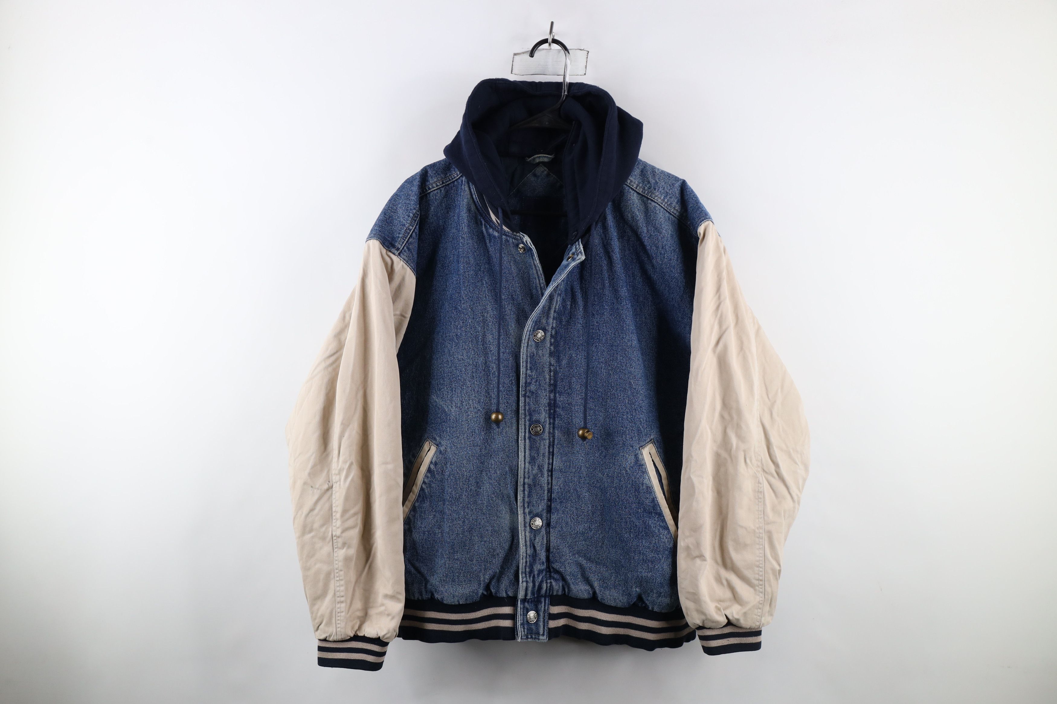 Vintage Vintage 90s Streetwear Hooded Denim Jean Bomber Jacket Size US M / EU 48-50 / 2 - 1 Thumbnail