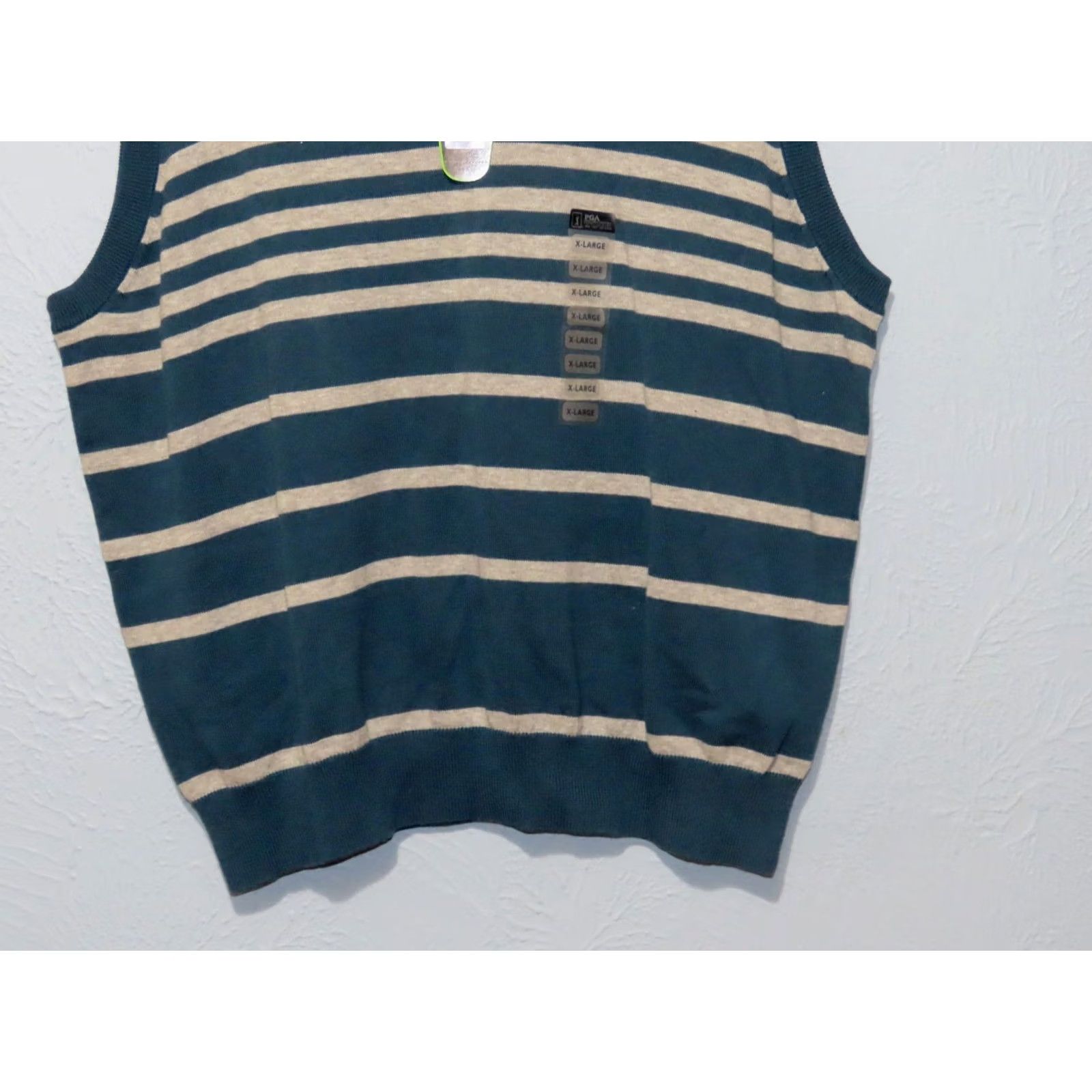 PGA Tour PGA TOUR Sweater Vest Mens XL Legion Blue V-Neck Striped All Seasons Lightweight Golf Theme NWT Size US XL / EU 56 / 4 - 2 Thumbnail
