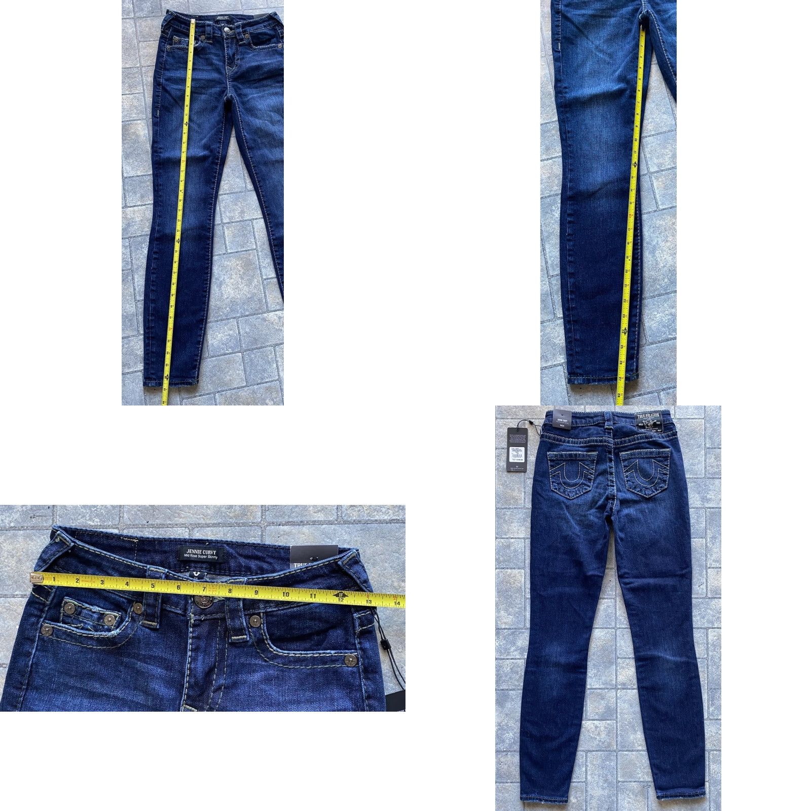 True Religion New True Religion Jennie Curvy Mid Rise Super Skinny Jeans Women’s Blue Size 24 Size 42" / US 20 - 8 Thumbnail