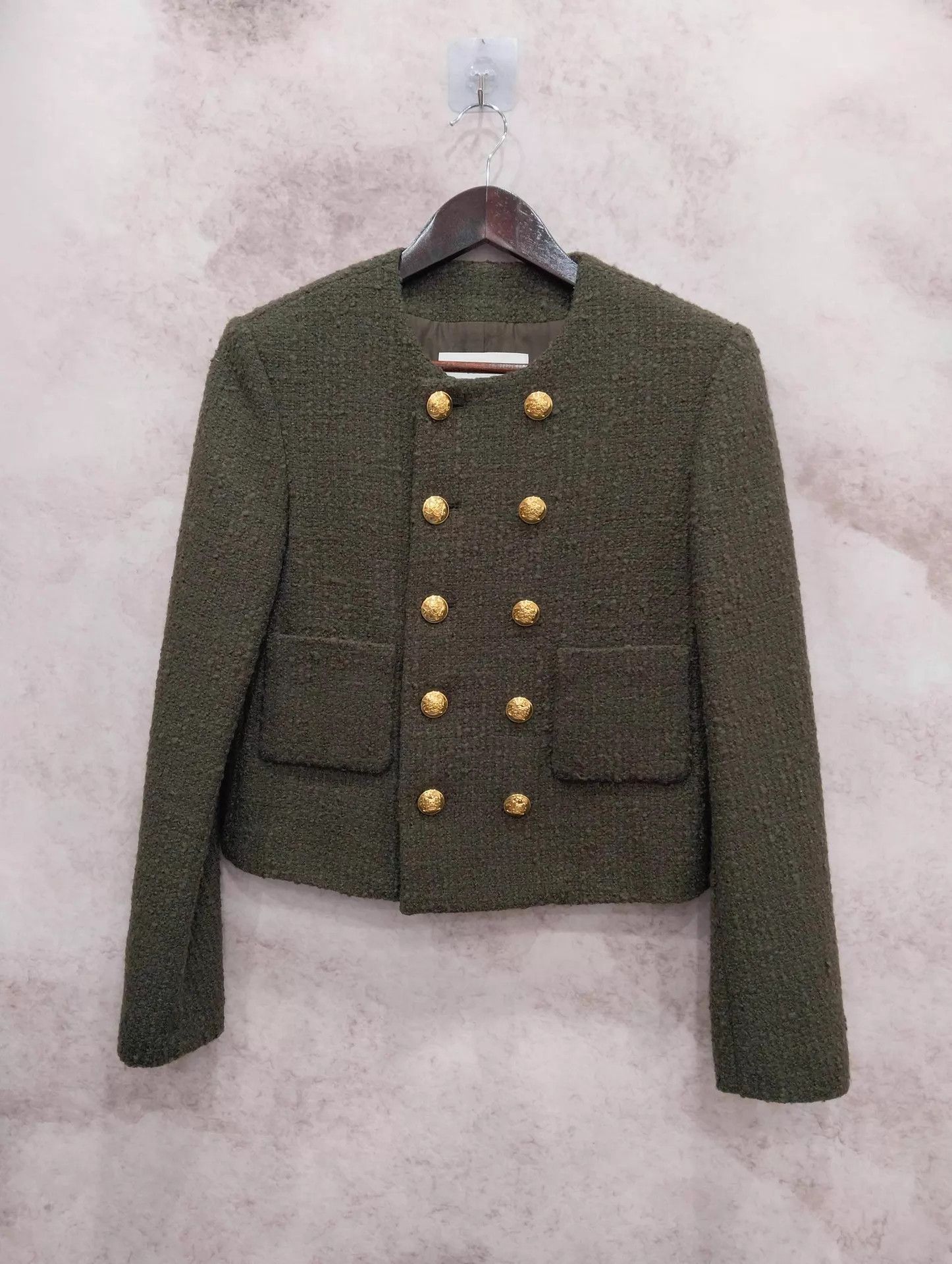 Celine Celine Olive Green Tweed Short Jacket 36 Size XS / US 0-2 / IT 36-38 - 1 Thumbnail