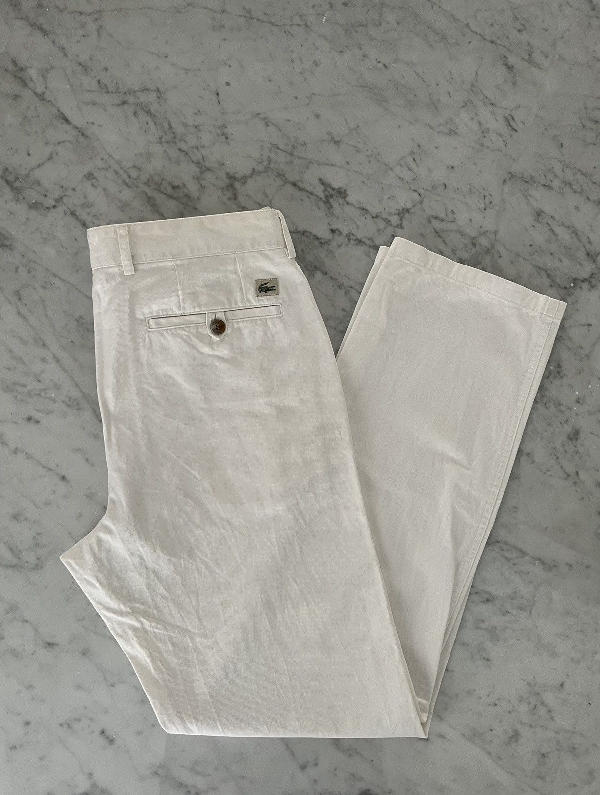 Lacoste MEN’S LACOSTE WHITE COTTON PANTS Size US 44 / EU 60 - 1 Thumbnail