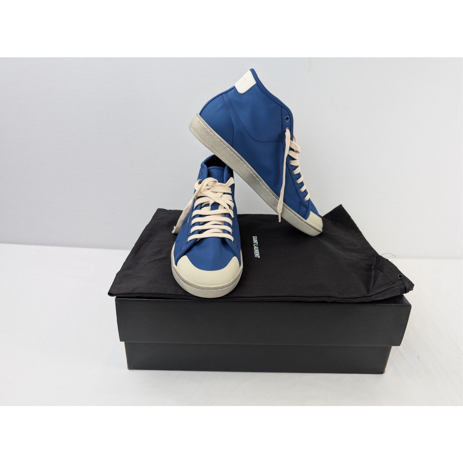Saint Laurent Paris o1rshd1 Court Classic SL/39 mid-top sneakers in blue nylon Size US 9 / EU 42 - 17 Thumbnail
