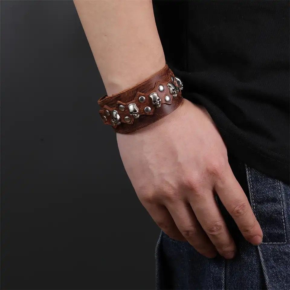 Leather × Vintage Jewelry Handmade Weave Genuine Leather Bracelet Size ONE SIZE - 1 Thumbnail