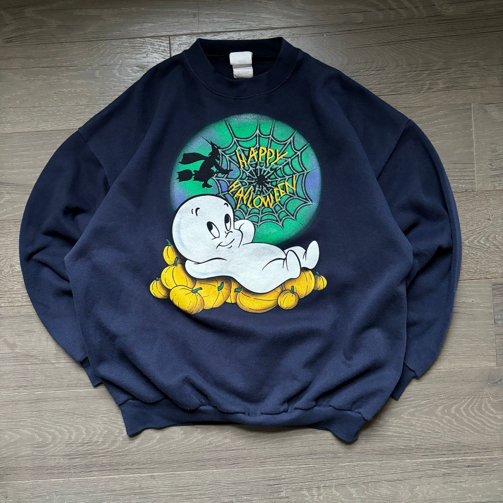 Fruit Of The Loom Vintage 90s Casper the Ghost Cartoon Halloween Sweatshirt Size US XL / EU 56 / 4 - 1 Thumbnail